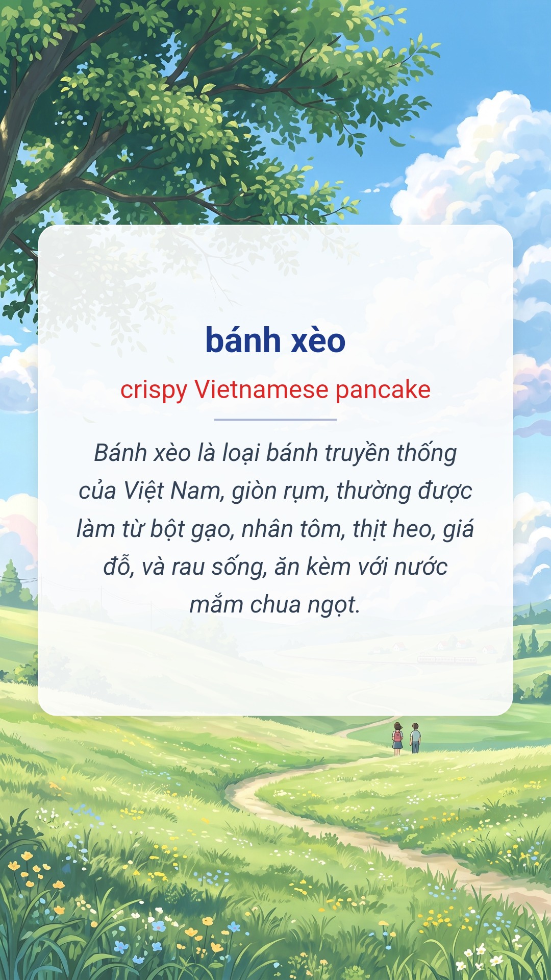 bánh xèo tiếng Anh là crispy Vietnamese pancake Hình minh hoạ "bánh xèo" tiếng Anh là "crispy Vietnamese pancake"