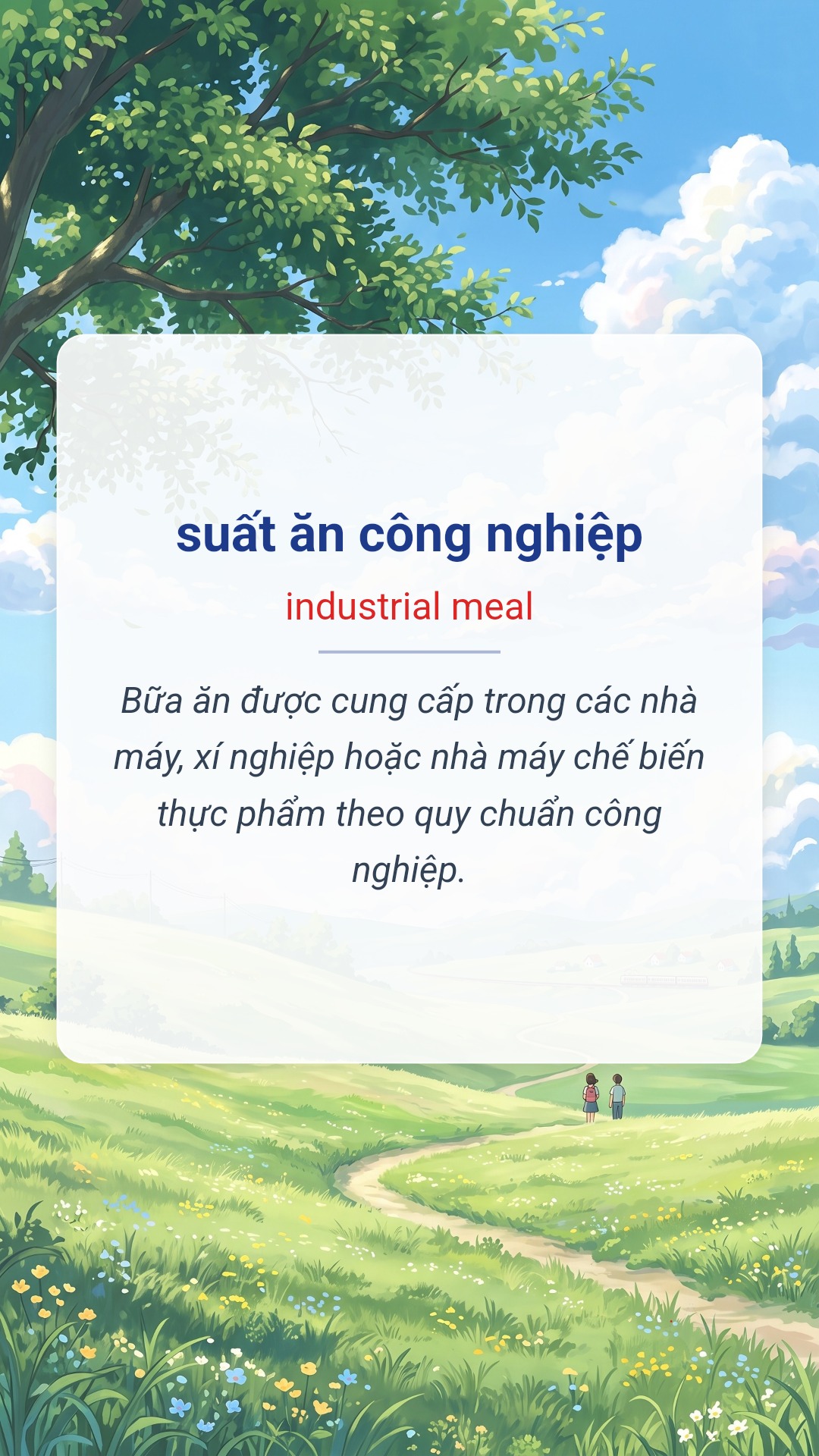 suất ăn công nghiệp tiếng Anh là industrial meal Hình minh hoạ "suất ăn công nghiệp" tiếng Anh là "industrial meal"