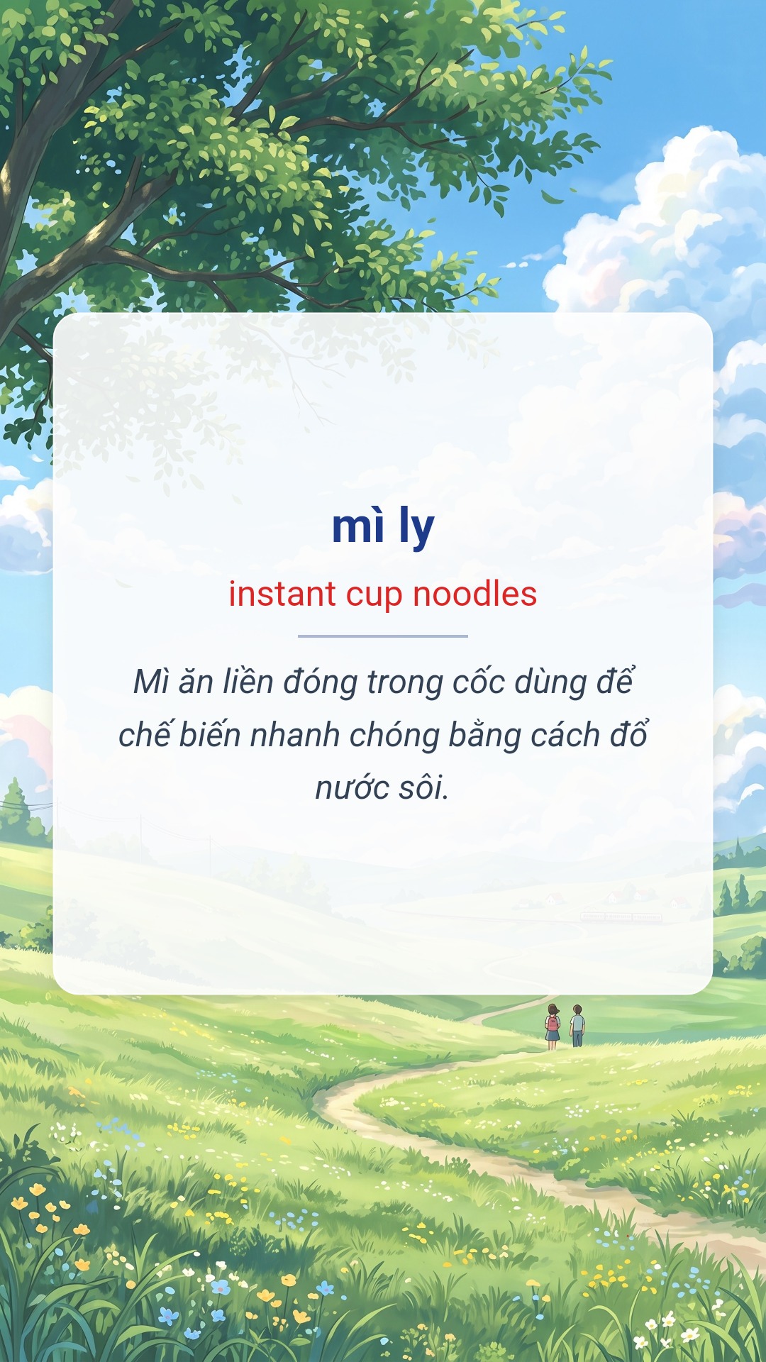 Hình minh hoạ "mì ly" tiếng Anh là "instant cup noodles"