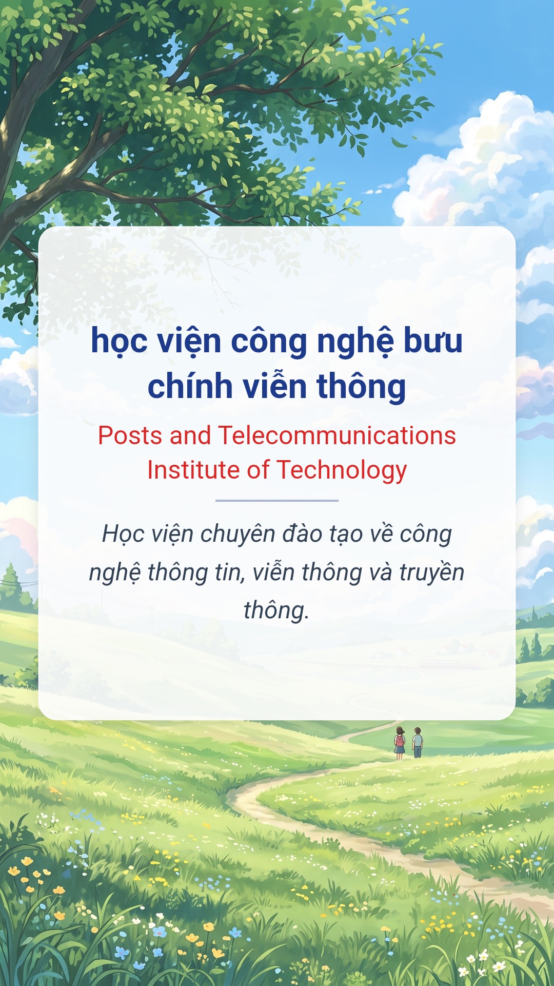 Hình minh hoạ "học viện công nghệ bưu chính viễn thông" tiếng Anh là "Posts and Telecommunications Institute of Technology"