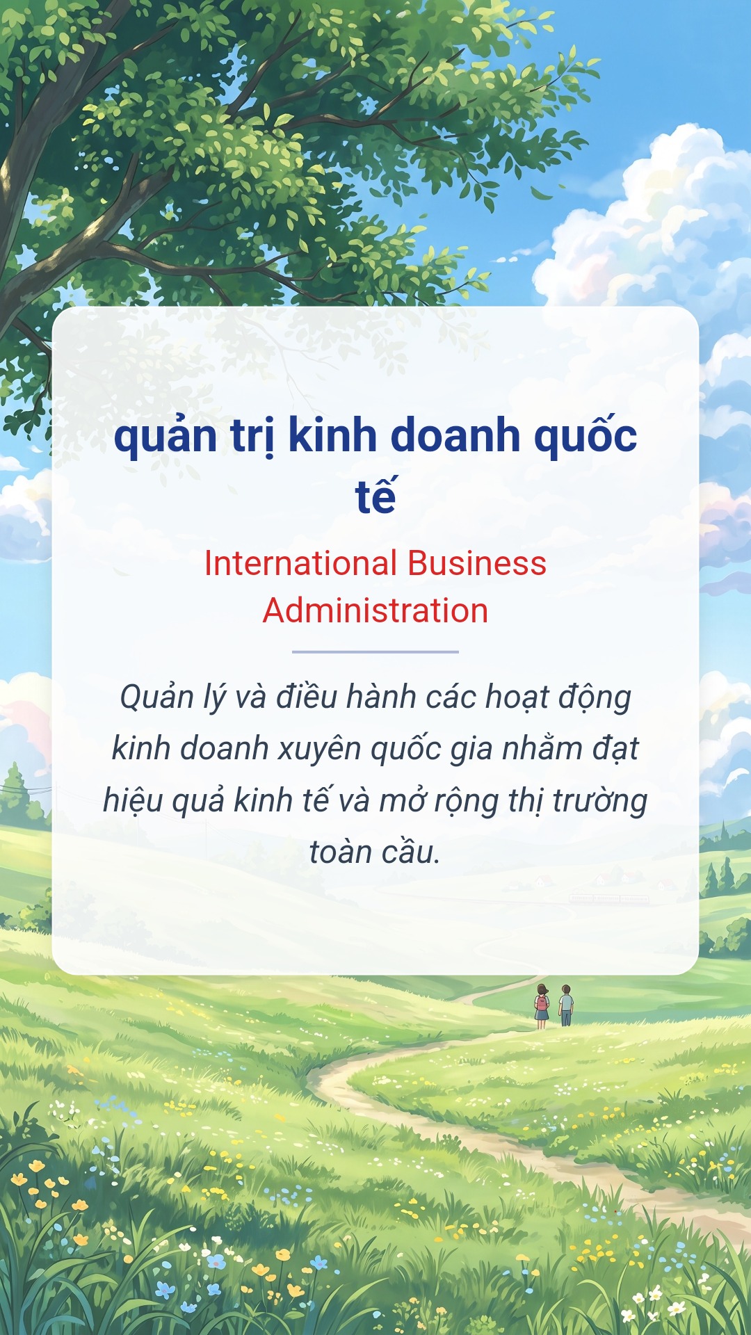 Hình minh hoạ "quản trị kinh doanh quốc tế" tiếng Anh là "International Business Administration"