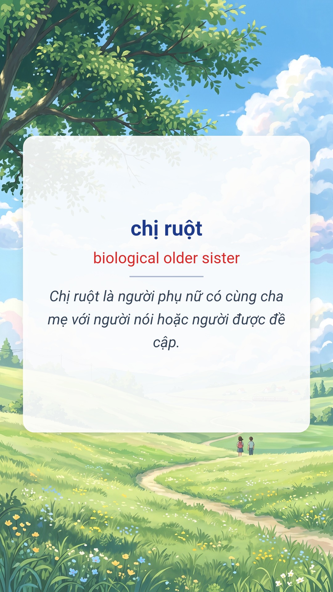 chị ruột tiếng Anh là biological older sister Hình minh hoạ "chị ruột" tiếng Anh là "biological older sister"