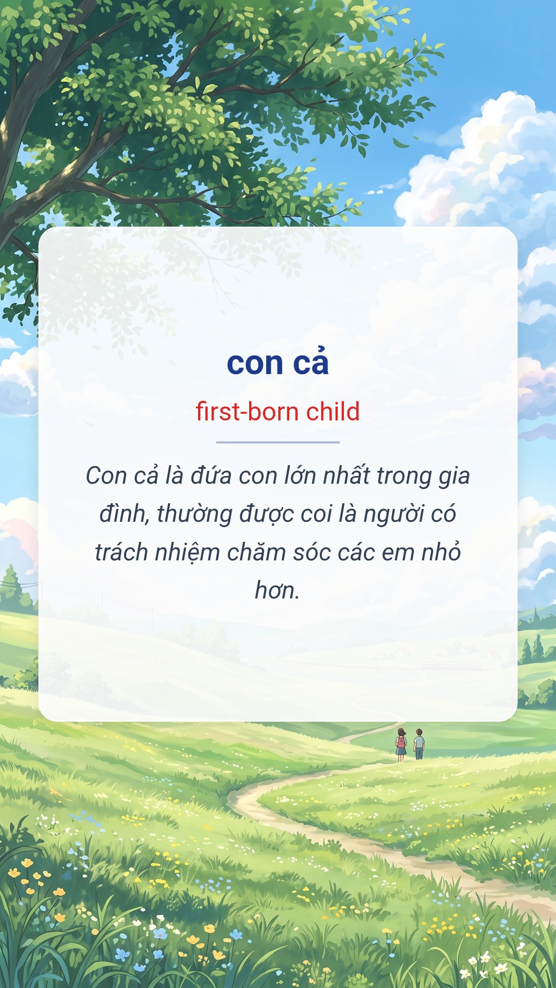 con cả tiếng Anh là first-born child Hình minh hoạ "con cả" tiếng Anh là "first-born child"