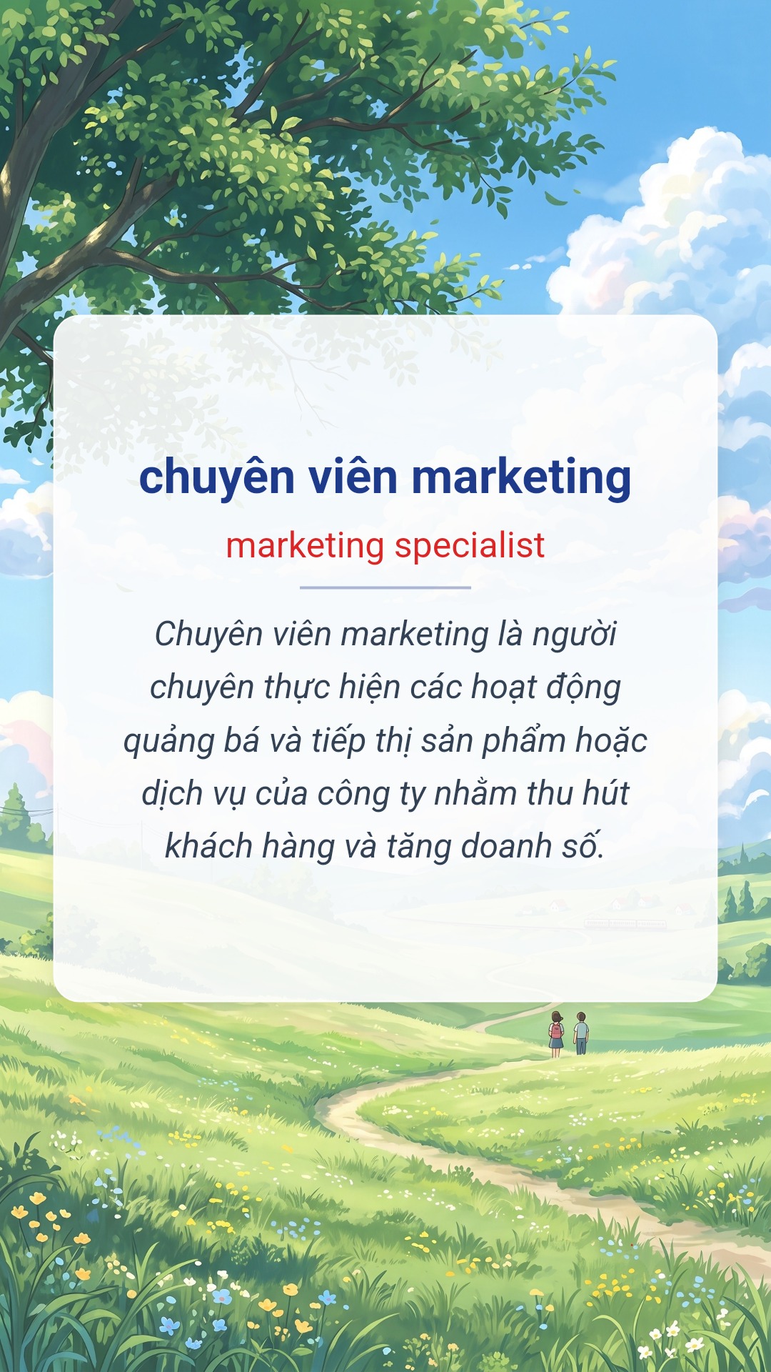 chuyên viên marketing tiếng Anh là marketing specialist Hình minh hoạ "chuyên viên marketing" tiếng Anh là "marketing specialist"
