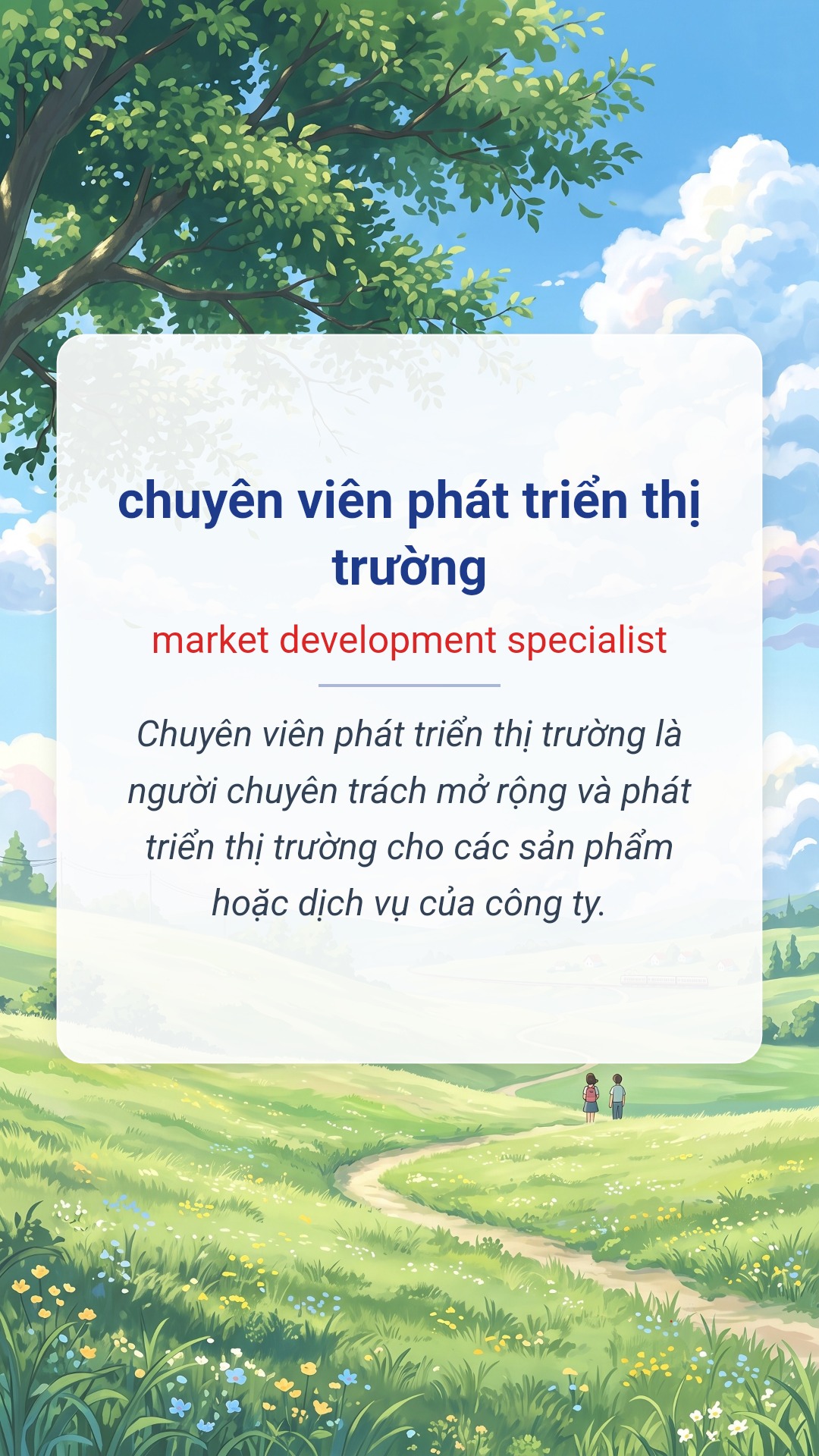 Hình minh hoạ "chuyên viên phát triển thị trường" tiếng Anh là "market development specialist"