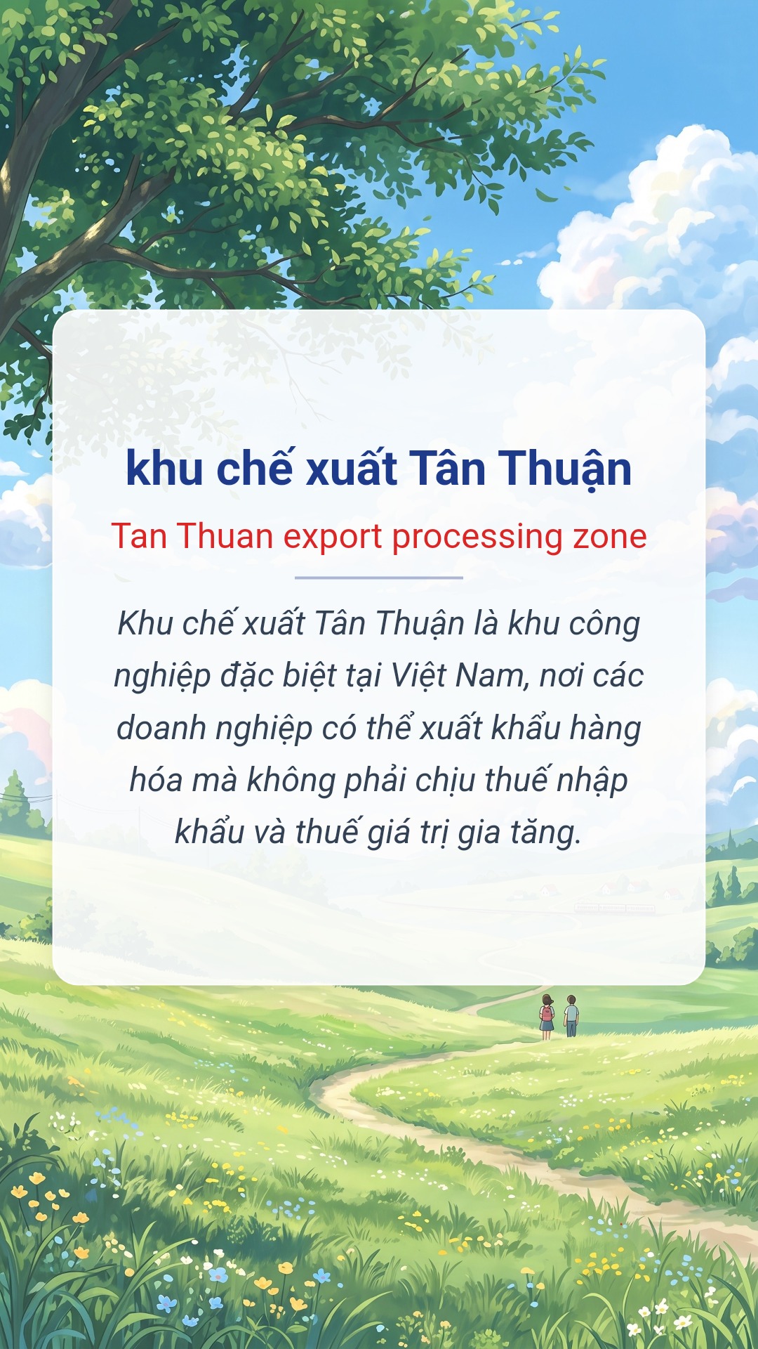 khu chế xuất Tân Thuận tiếng Anh là Tan Thuan export processing zone Hình minh hoạ "khu chế xuất Tân Thuận" tiếng Anh là "Tan Thuan export processing zone"