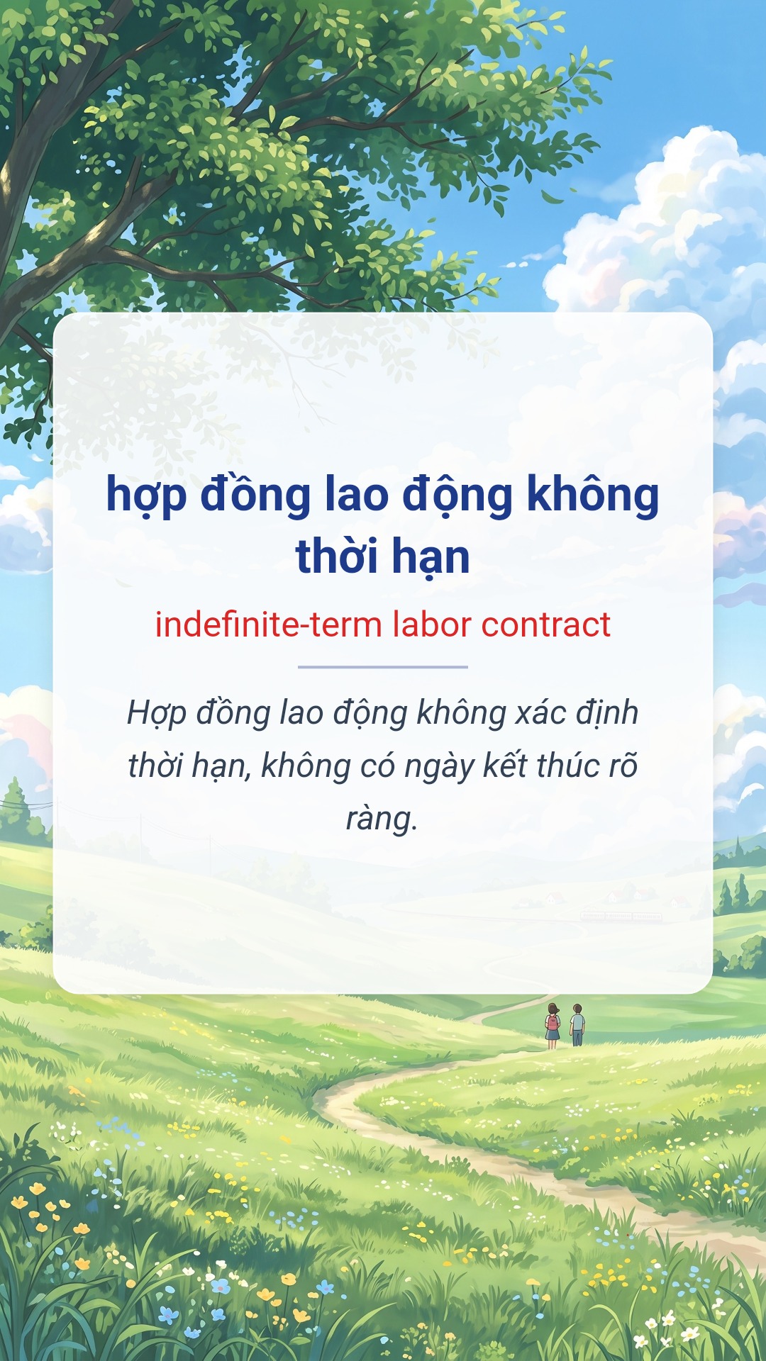 hợp đồng lao động không thời hạn tiếng Anh là indefinite-term labor contract Hình minh hoạ "hợp đồng lao động không thời hạn" tiếng Anh là "indefinite-term labor contract"