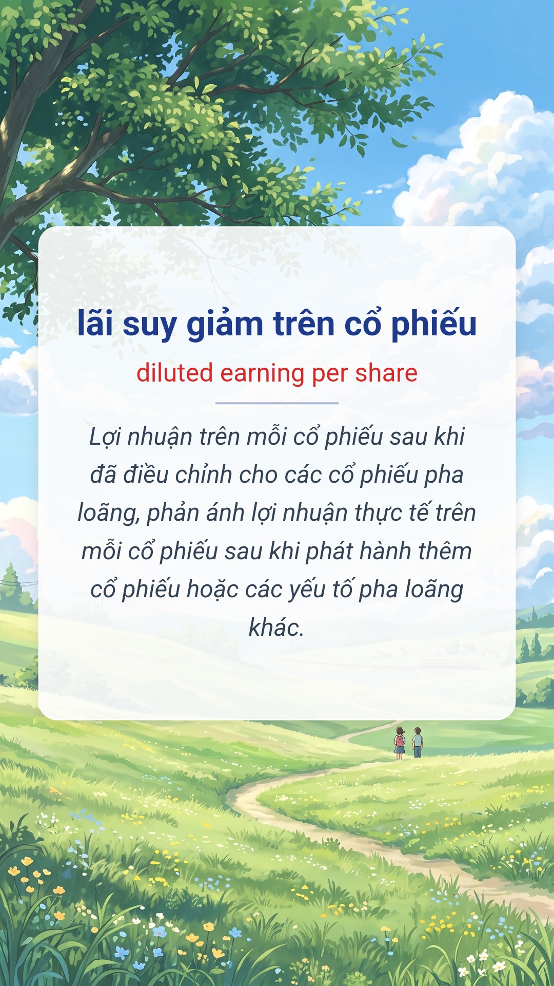 Hình minh hoạ "lãi suy giảm trên cổ phiếu" tiếng Anh là "diluted earning per share"