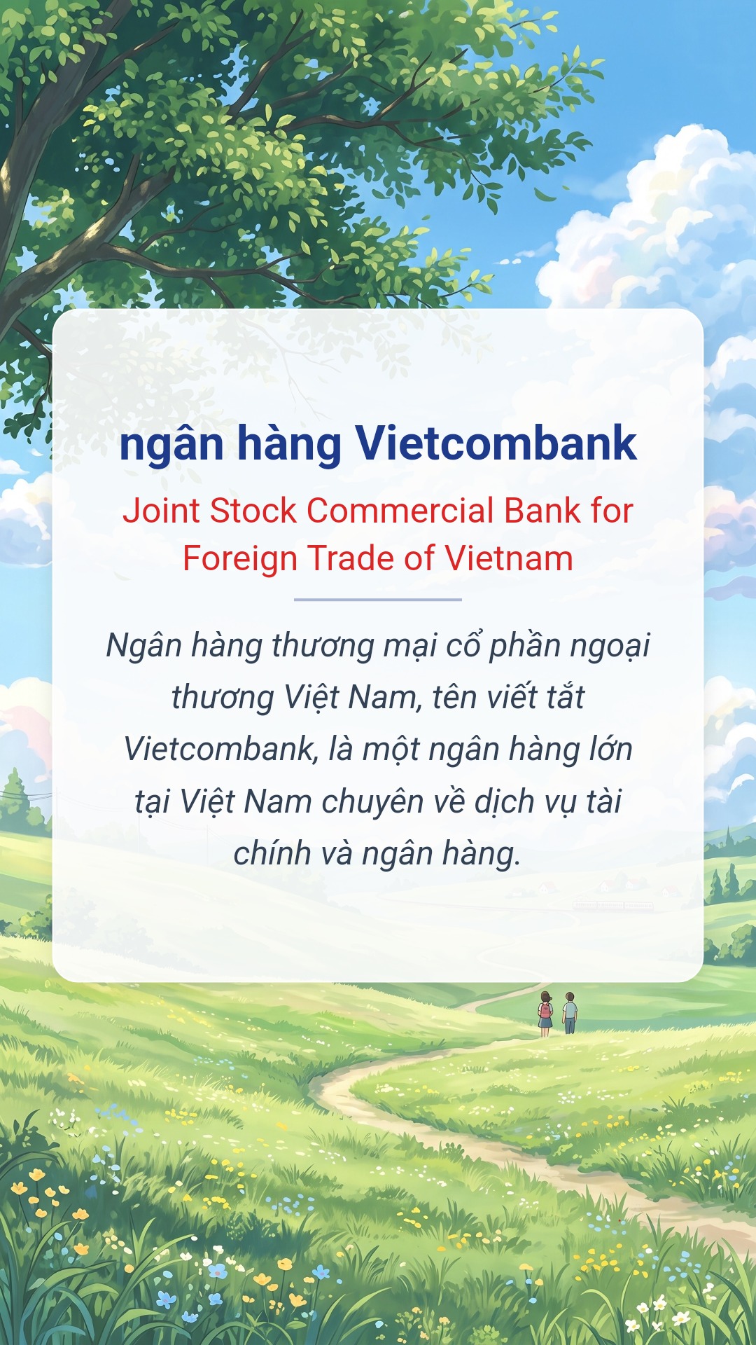 ngân hàng Vietcombank tiếng Anh là Joint Stock Commercial Bank for Foreign Trade of Vietnam Hình minh hoạ "ngân hàng Vietcombank" tiếng Anh là "Joint Stock Commercial Bank for Foreign Trade of Vietnam"