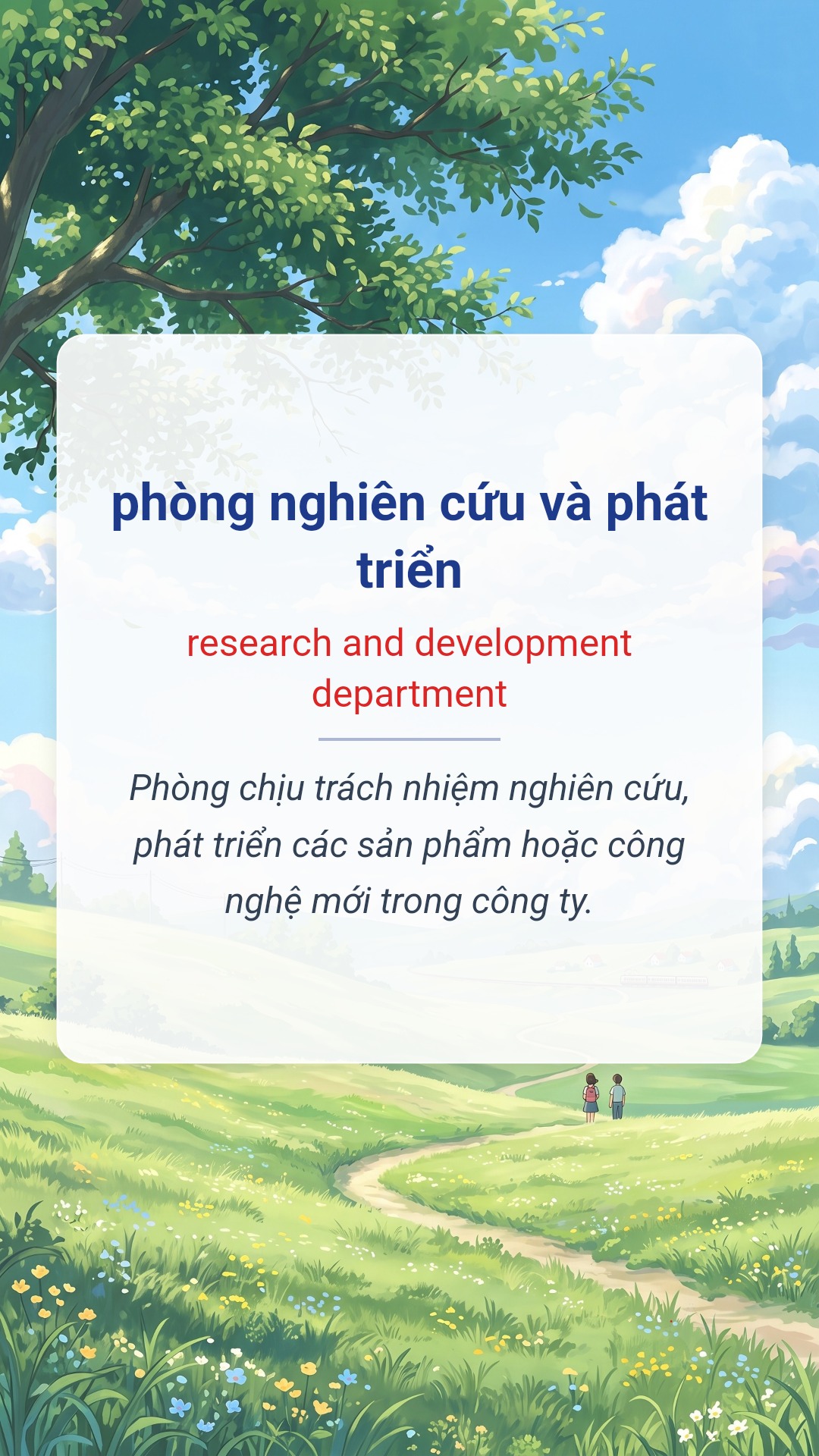 phòng nghiên cứu và phát triển tiếng Anh là research and development department Hình minh hoạ "phòng nghiên cứu và phát triển" tiếng Anh là "research and development department"