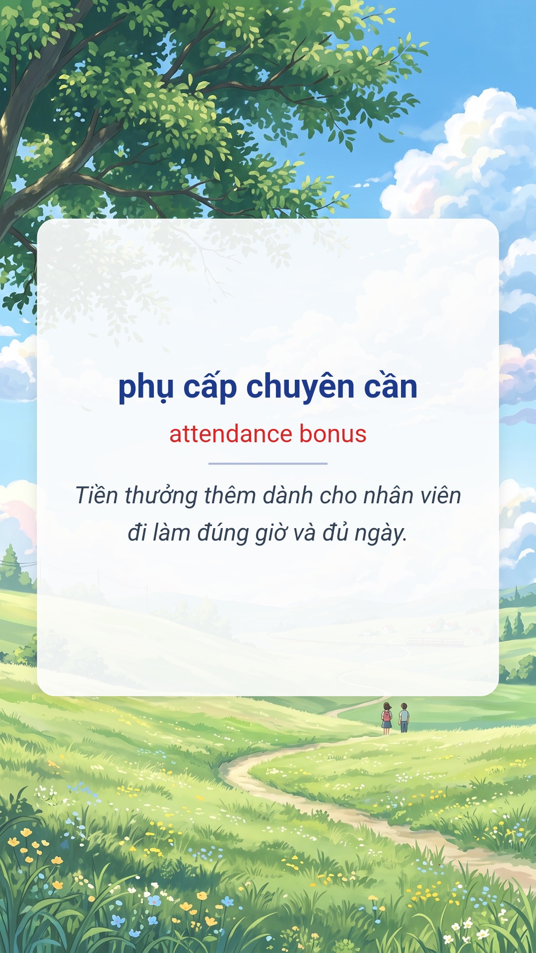 phụ cấp chuyên cần tiếng Anh là attendance bonus Hình minh hoạ "phụ cấp chuyên cần" tiếng Anh là "attendance bonus"
