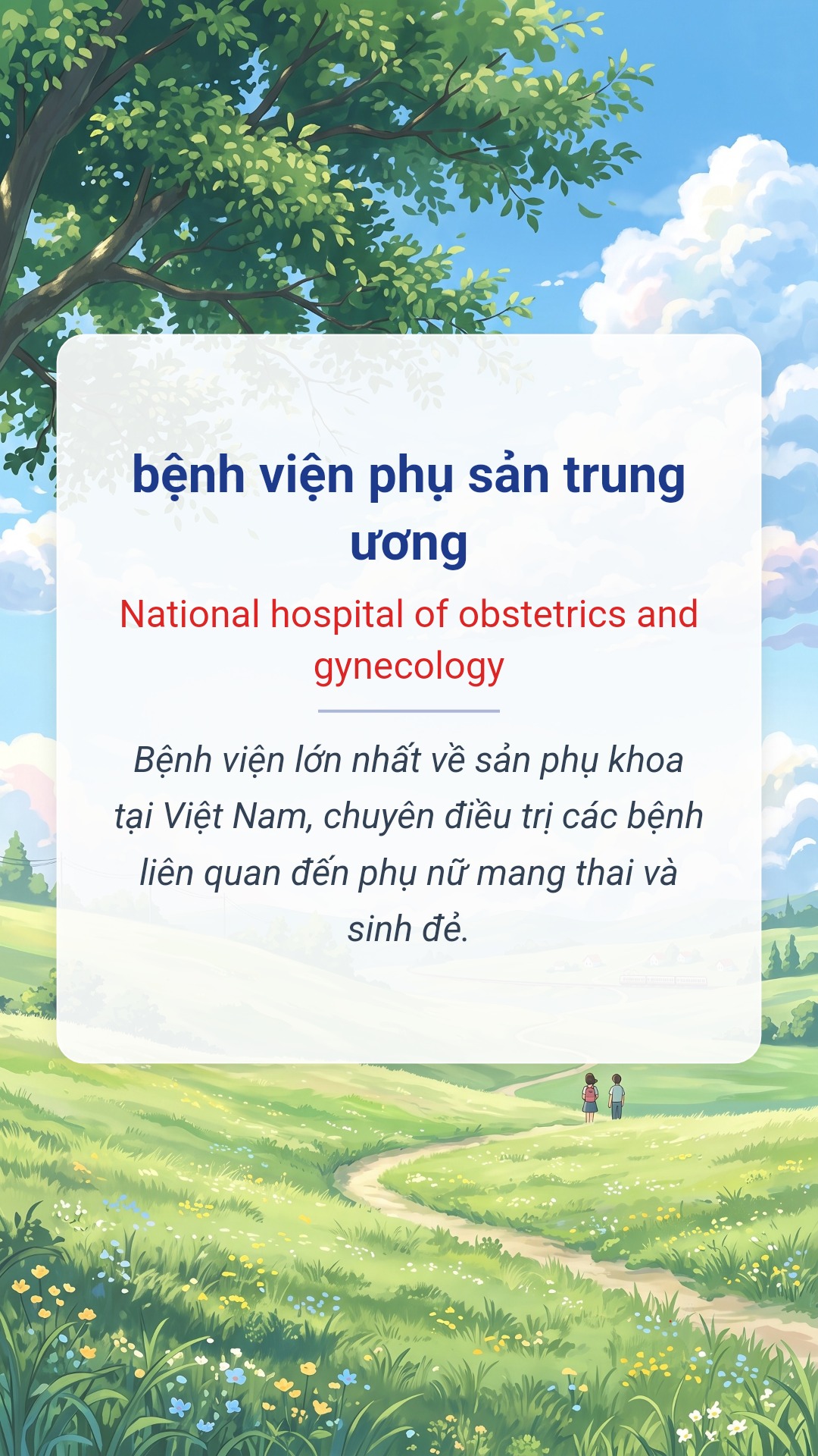 Hình minh hoạ "bệnh viện phụ sản trung ương" tiếng Anh là "National hospital of obstetrics and gynecology"