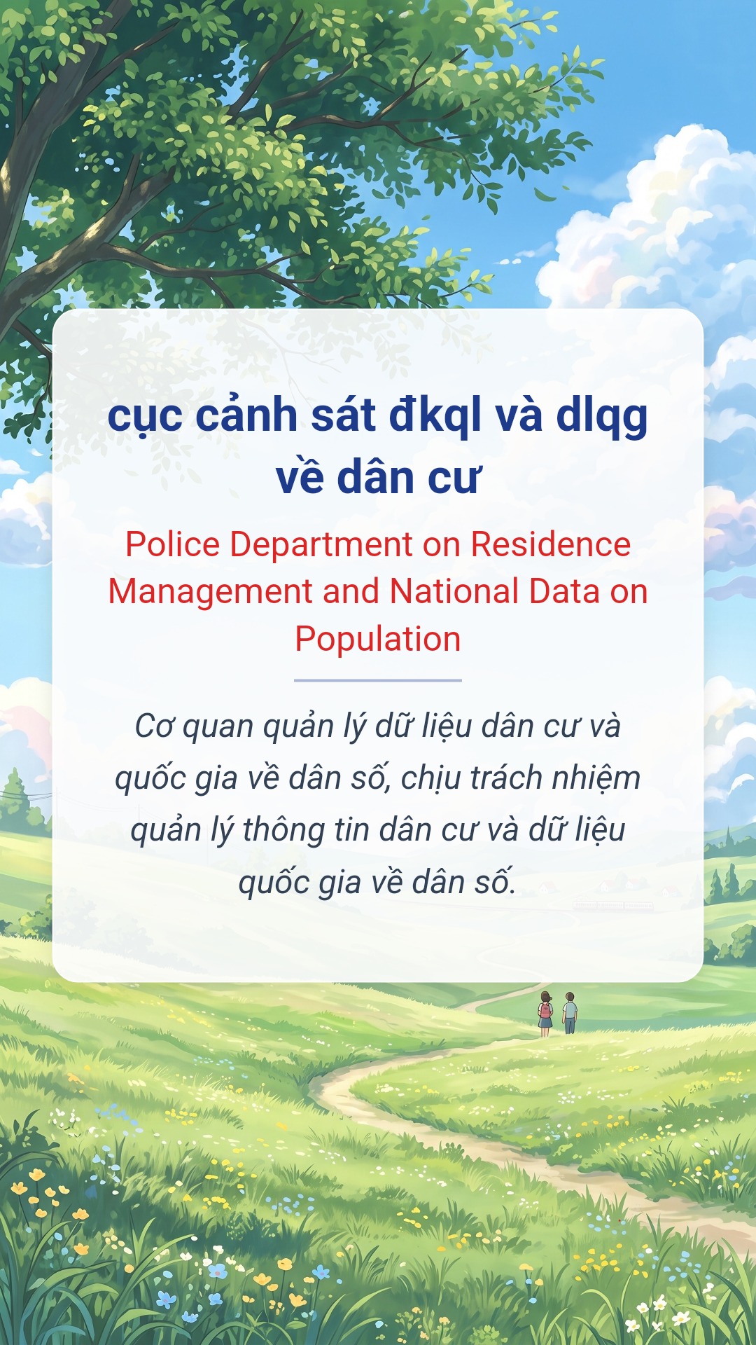 Hình minh hoạ "cục cảnh sát đkql và dlqg về dân cư" tiếng Anh là "Police Department on Residence Management and National Data on Population"