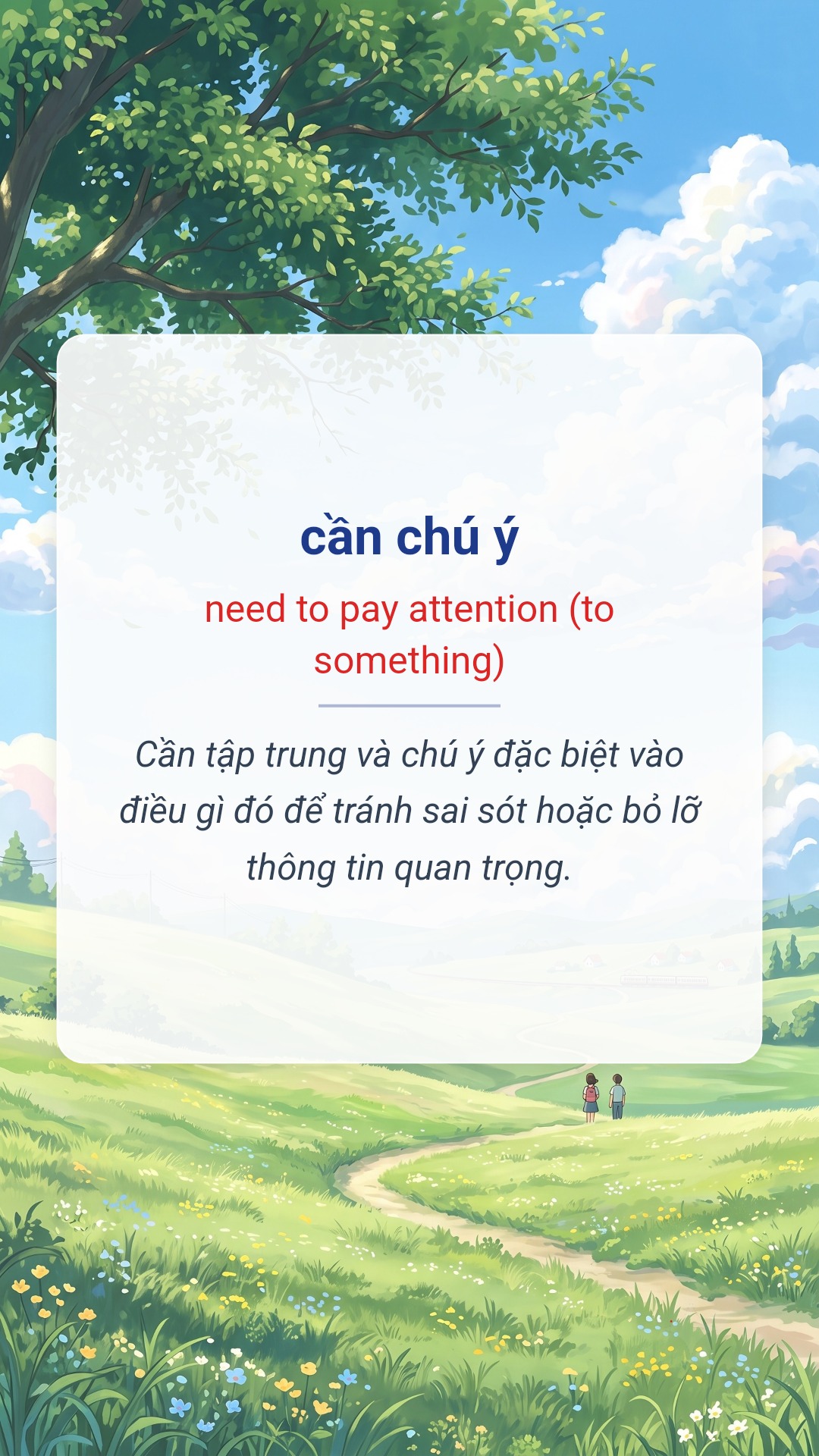 Hình minh hoạ "cần chú ý" tiếng Anh là "need to pay attention (to something)"