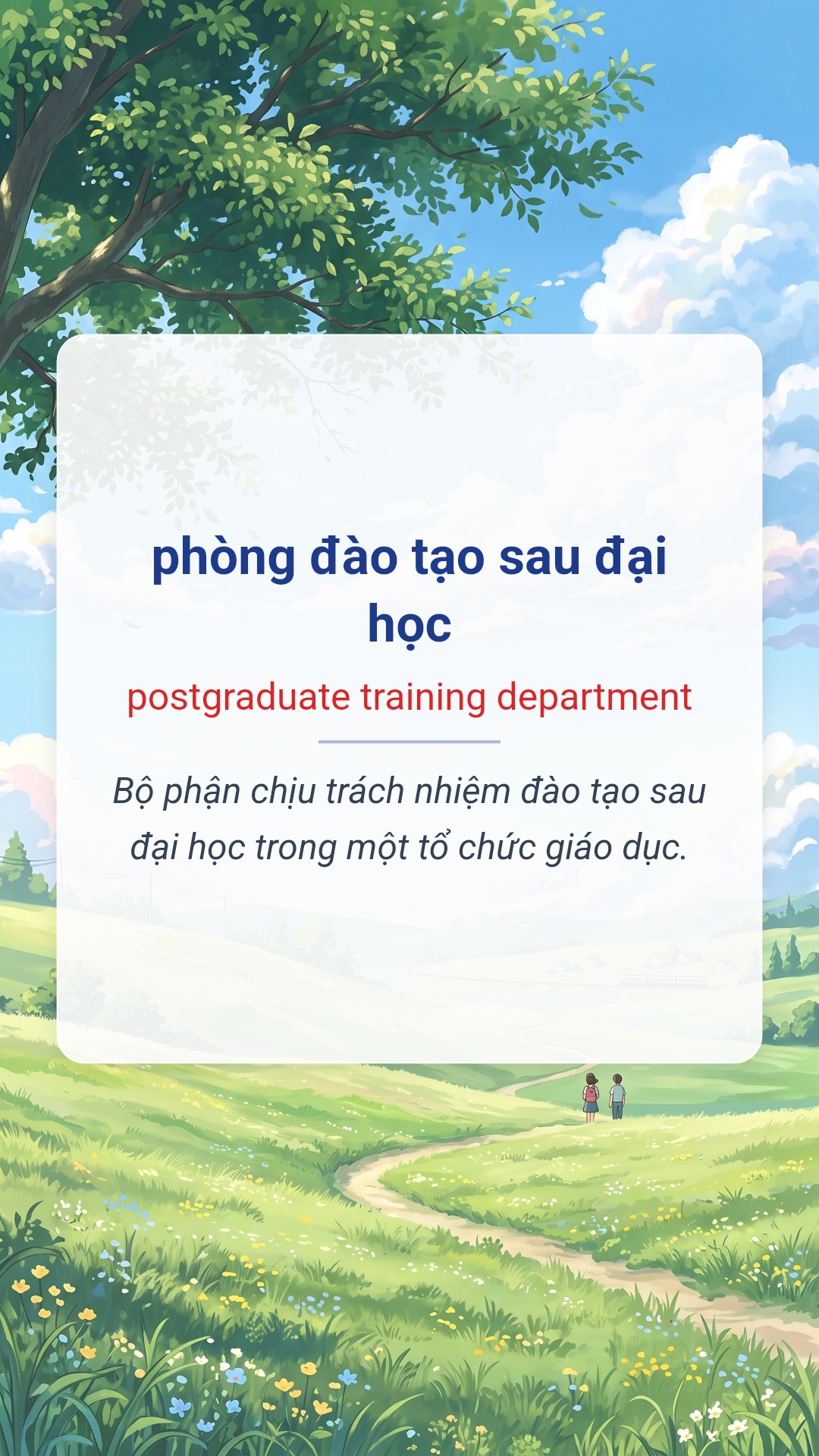Hình minh hoạ "phòng đào tạo sau đại học" tiếng Anh là "postgraduate training department"