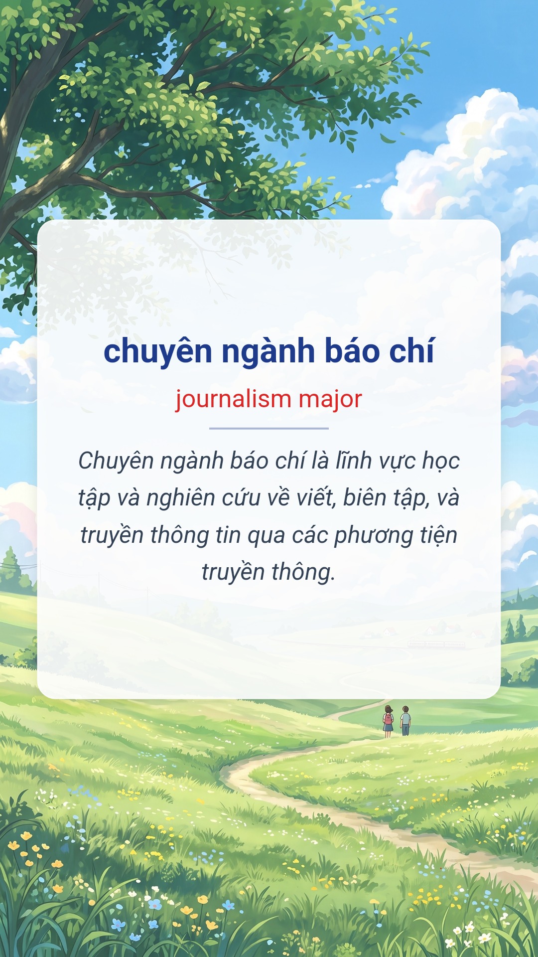 chuyên ngành báo chí tiếng Anh là journalism major Hình minh hoạ "chuyên ngành báo chí" tiếng Anh là "journalism major"