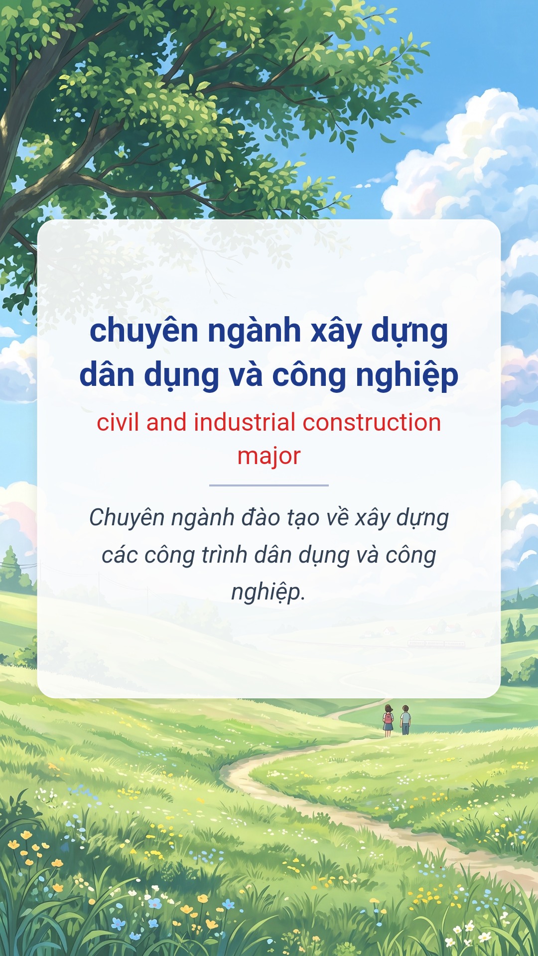 Hình minh hoạ "chuyên ngành xây dựng dân dụng và công nghiệp" tiếng Anh là "civil and industrial construction major"