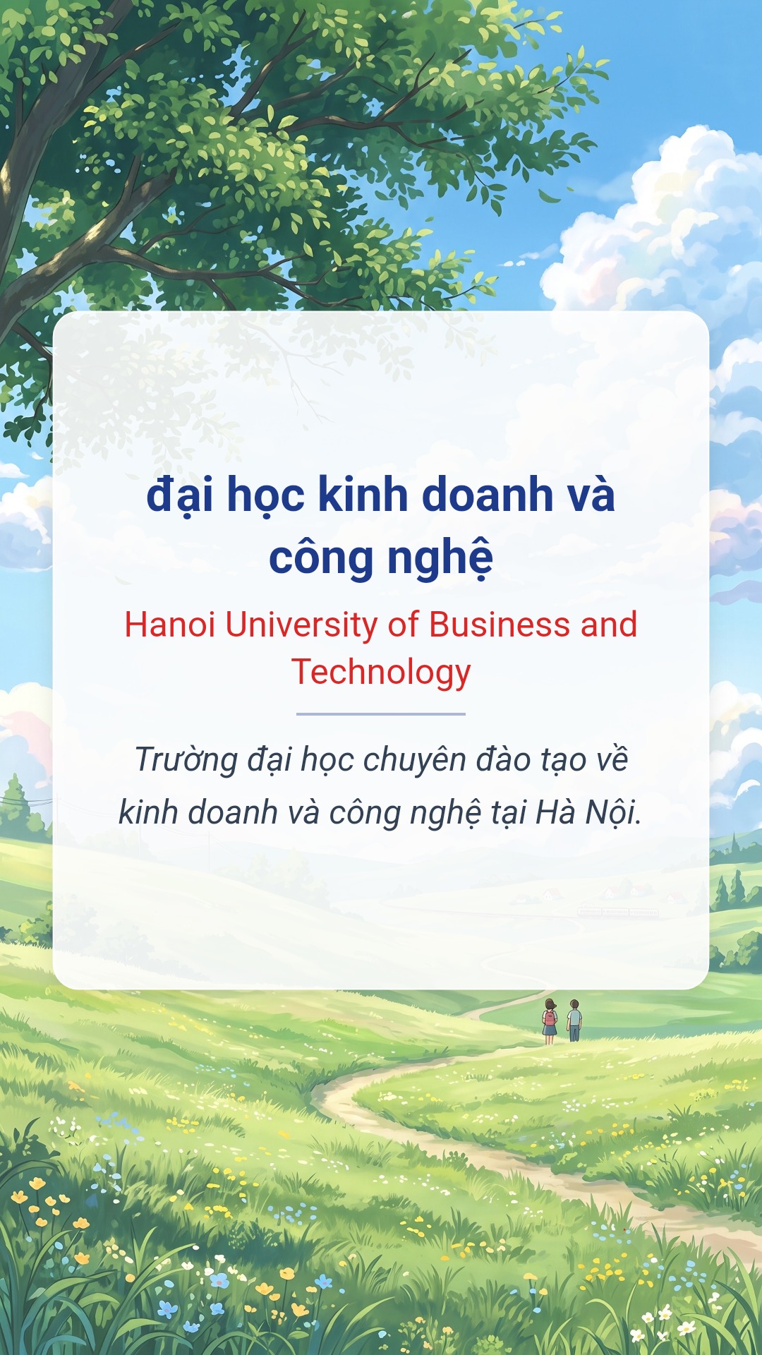 đại học kinh doanh và công nghệ tiếng Anh là Hanoi University of Business and Technology Hình minh hoạ "đại học kinh doanh và công nghệ" tiếng Anh là "Hanoi University of Business and Technology"