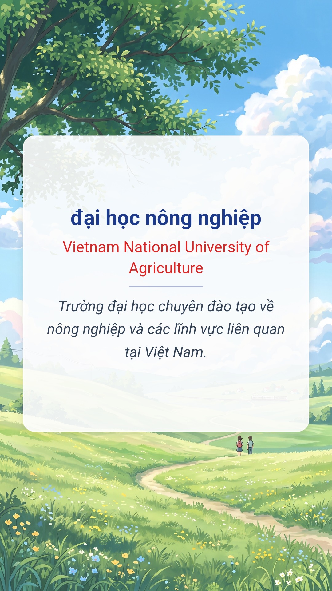 Hình minh hoạ "đại học nông nghiệp" tiếng Anh là "Vietnam National University of Agriculture"
