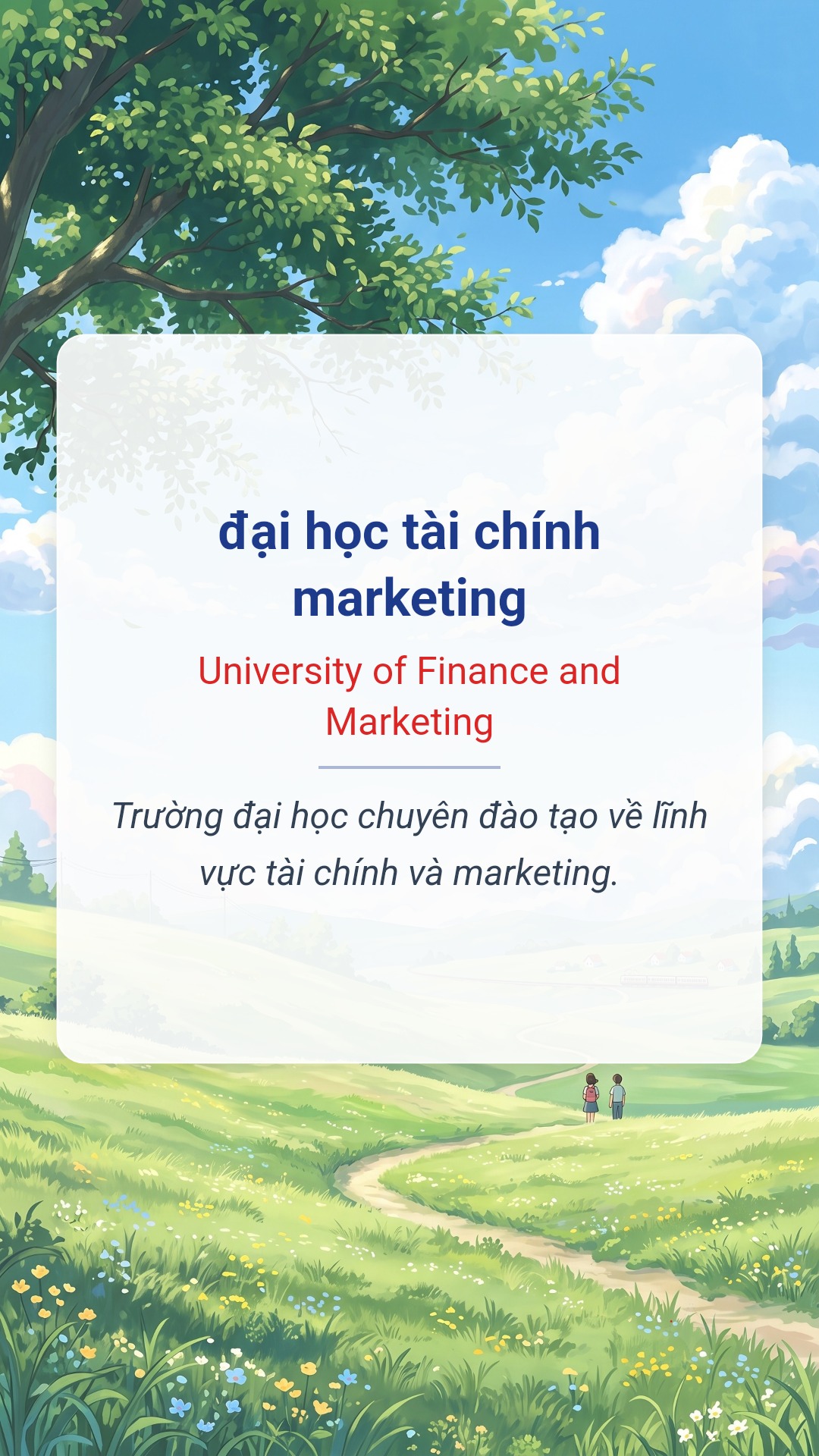 đại học tài chính marketing tiếng Anh là University of Finance and Marketing Hình minh hoạ "đại học tài chính marketing" tiếng Anh là "University of Finance and Marketing"