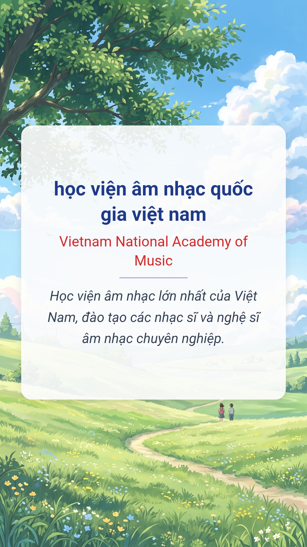 Hình minh hoạ "học viện âm nhạc quốc gia việt nam" tiếng Anh là "Vietnam National Academy of Music"