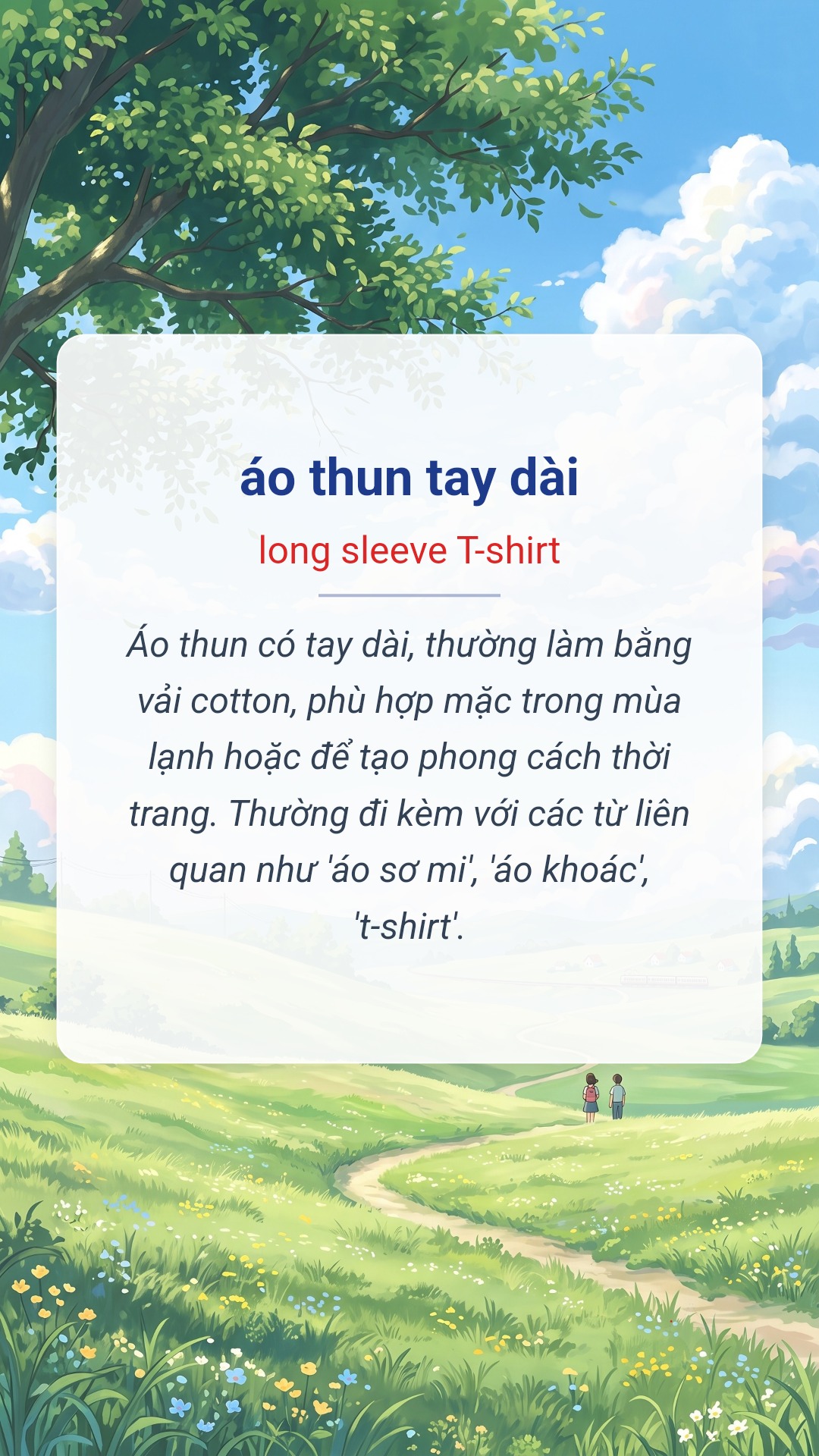 Hình minh hoạ "áo thun tay dài" tiếng Anh là "long sleeve T-shirt"