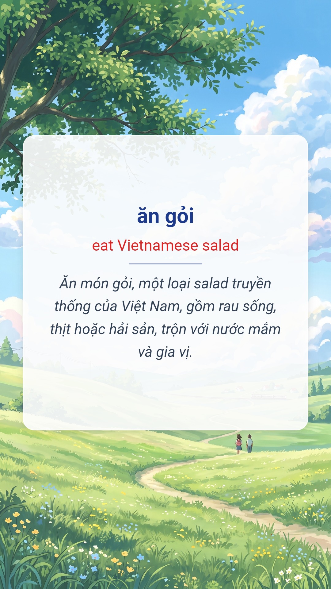 ăn gỏi tiếng Anh là eat Vietnamese salad Hình minh hoạ "ăn gỏi" tiếng Anh là "eat Vietnamese salad"