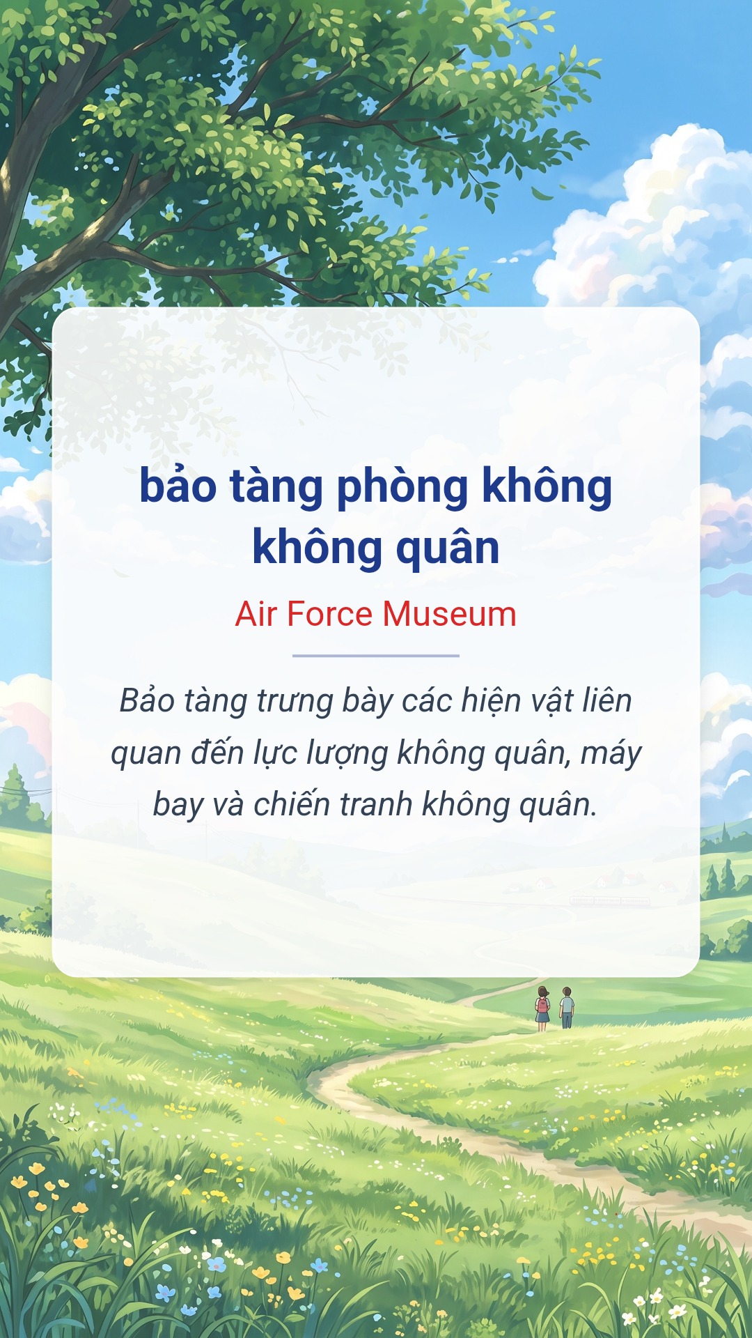 bảo tàng phòng không không quân tiếng Anh là Air Force Museum Hình minh hoạ "bảo tàng phòng không không quân" tiếng Anh là "Air Force Museum"