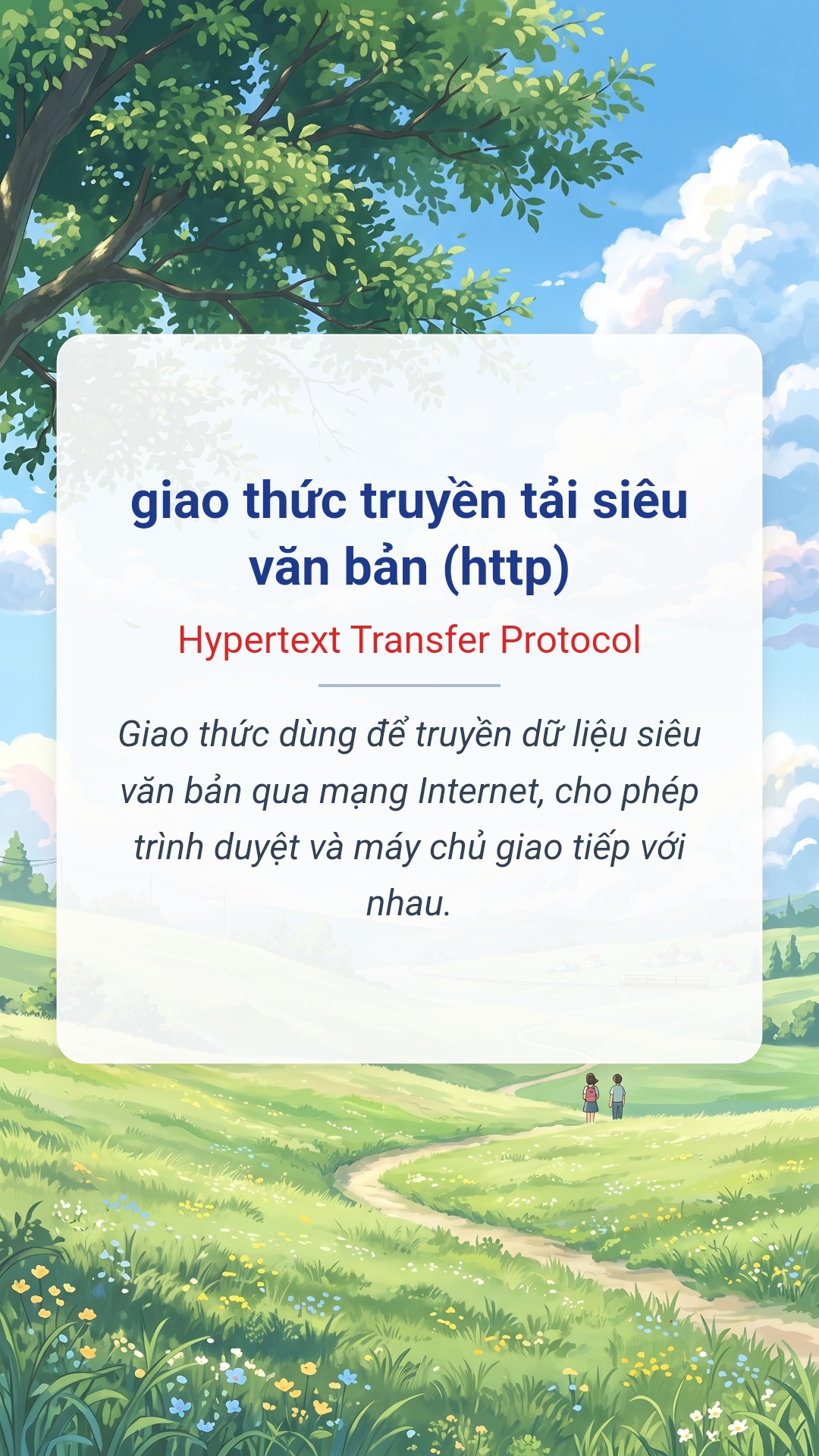 Hình minh hoạ "giao thức truyền tải siêu văn bản (http)" tiếng Anh là "Hypertext Transfer Protocol"