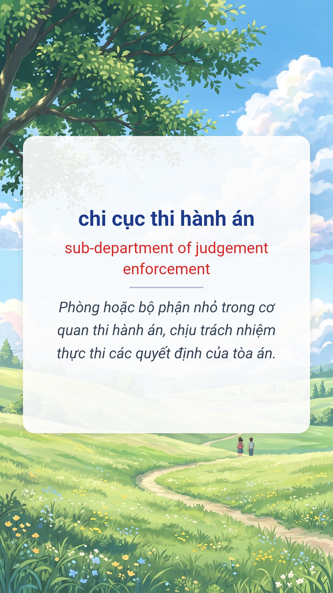 chi cục thi hành án tiếng Anh là sub-department of judgement enforcement Hình minh hoạ "chi cục thi hành án" tiếng Anh là "sub-department of judgement enforcement"