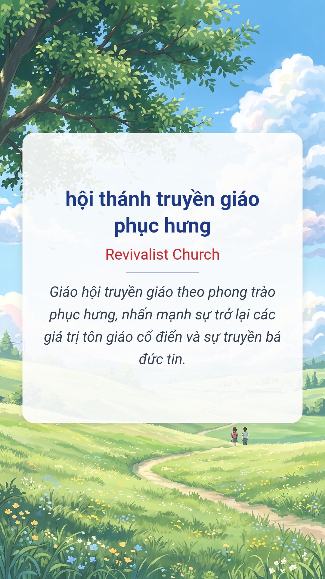 Hình minh hoạ "hội thánh truyền giáo phục hưng" tiếng Anh là "Revivalist Church"