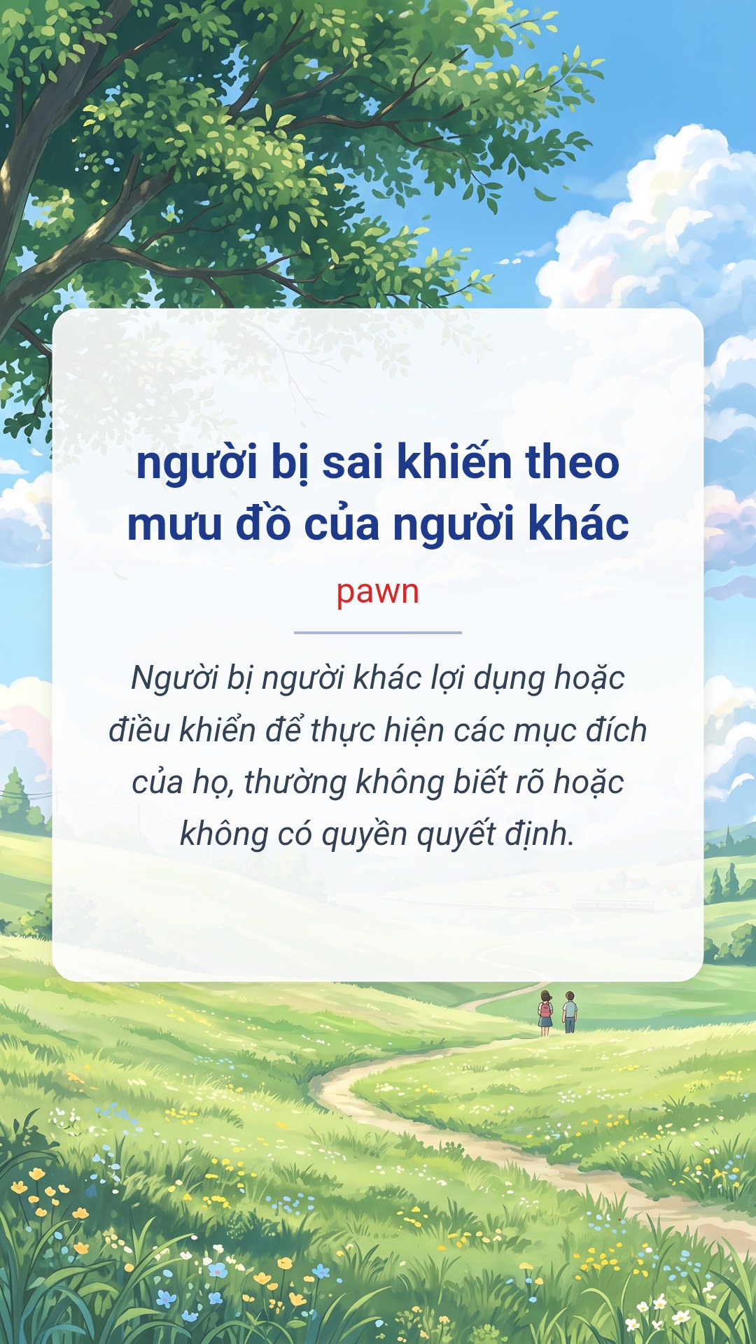 người bị sai khiến theo mưu đồ của người khác tiếng Anh là pawn Hình minh hoạ "người bị sai khiến theo mưu đồ của người khác" tiếng Anh là "pawn"