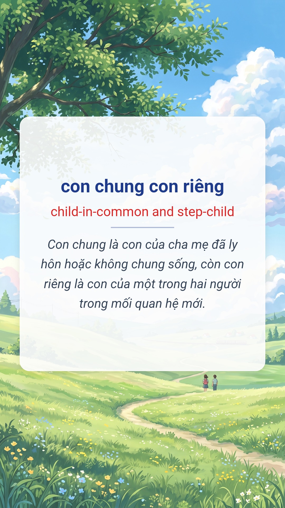 Hình minh hoạ "con chung con riêng" tiếng Anh là "child-in-common and step-child"