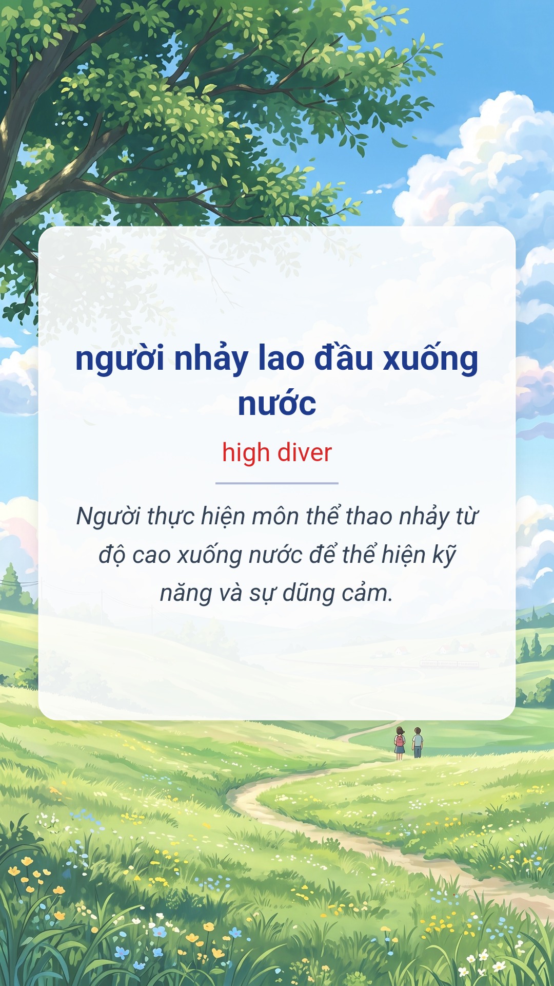 người nhảy lao đầu xuống nước tiếng Anh là high diver Hình minh hoạ "người nhảy lao đầu xuống nước" tiếng Anh là "high diver"