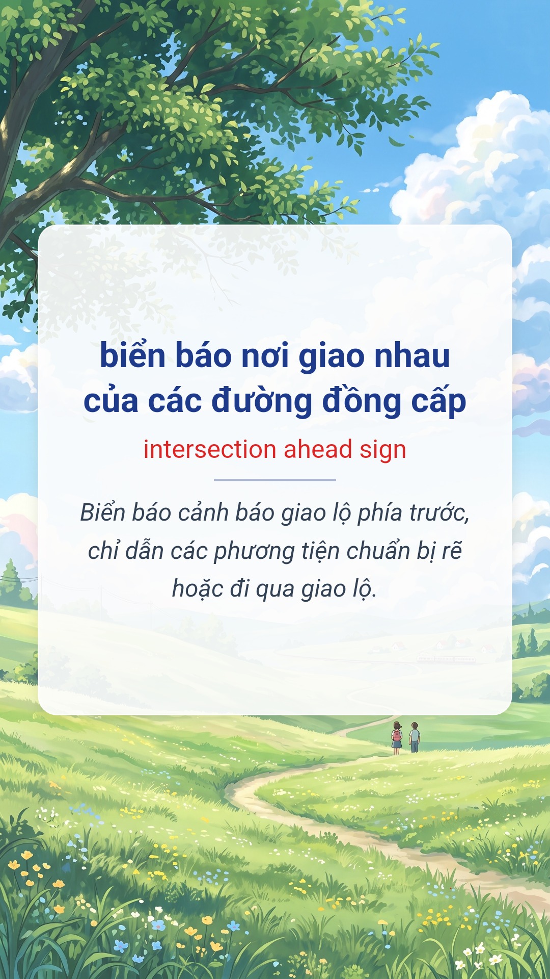 biển báo nơi giao nhau của các đường đồng cấp tiếng Anh là intersection ahead sign Hình minh hoạ "biển báo nơi giao nhau của các đường đồng cấp" tiếng Anh là "intersection ahead sign"