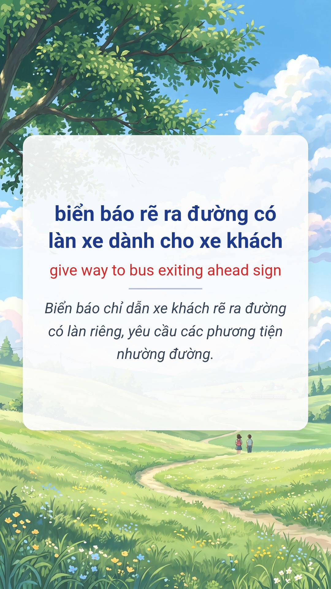 biển báo rẽ ra đường có làn xe dành cho xe khách tiếng Anh là give way to bus exiting ahead sign Hình minh hoạ "biển báo rẽ ra đường có làn xe dành cho xe khách" tiếng Anh là "give way to bus exiting ahead sign"