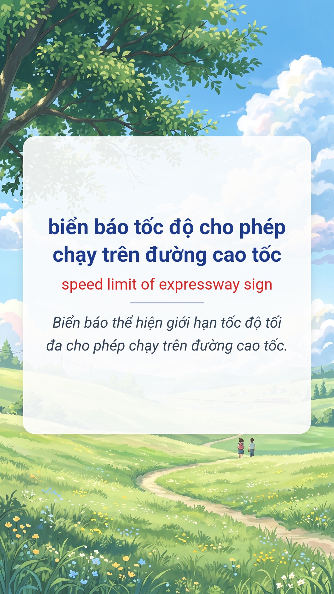 biển báo tốc độ cho phép chạy trên đường cao tốc tiếng Anh là speed limit of expressway sign Hình minh hoạ "biển báo tốc độ cho phép chạy trên đường cao tốc" tiếng Anh là "speed limit of expressway sign"