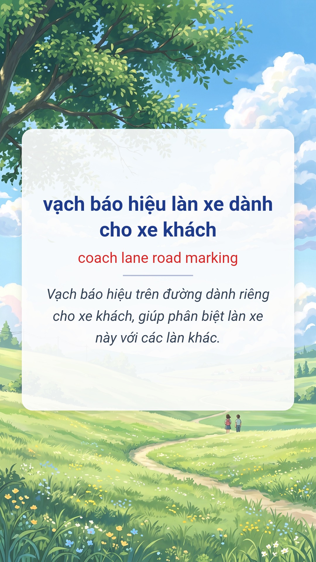 Hình minh hoạ "vạch báo hiệu làn xe dành cho xe khách" tiếng Anh là "coach lane road marking"