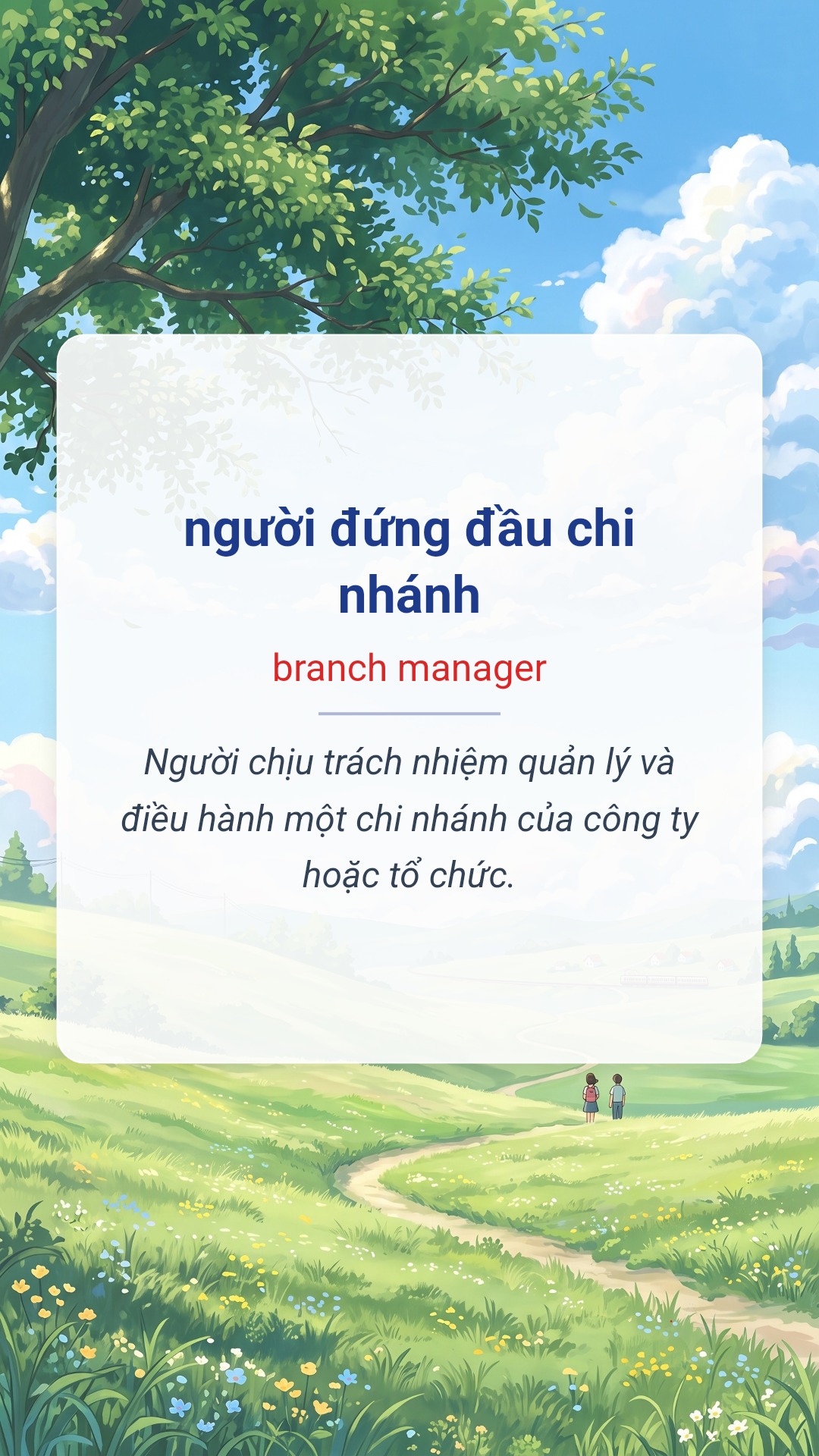 người đứng đầu chi nhánh tiếng Anh là branch manager Hình minh hoạ "người đứng đầu chi nhánh" tiếng Anh là "branch manager"
