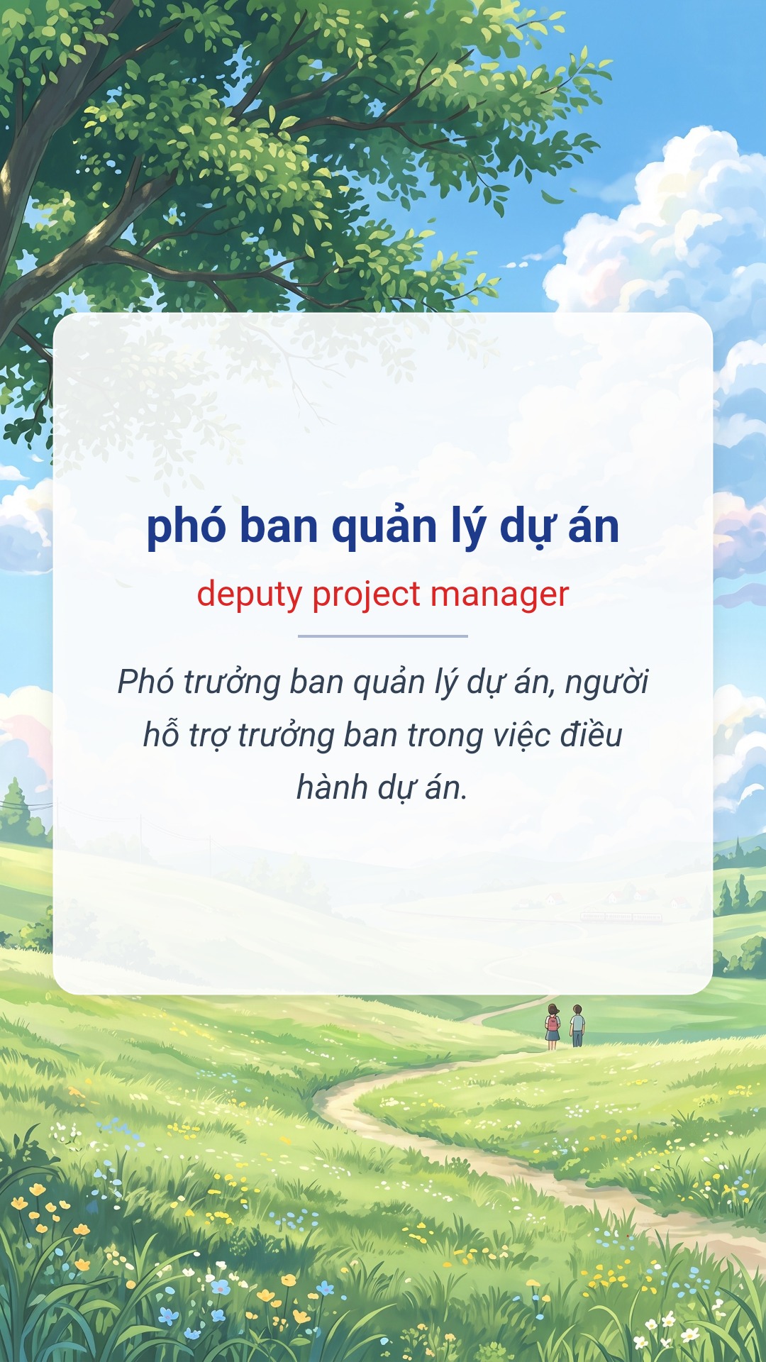 phó ban quản lý dự án tiếng Anh là deputy project manager Hình minh hoạ "phó ban quản lý dự án" tiếng Anh là "deputy project manager"