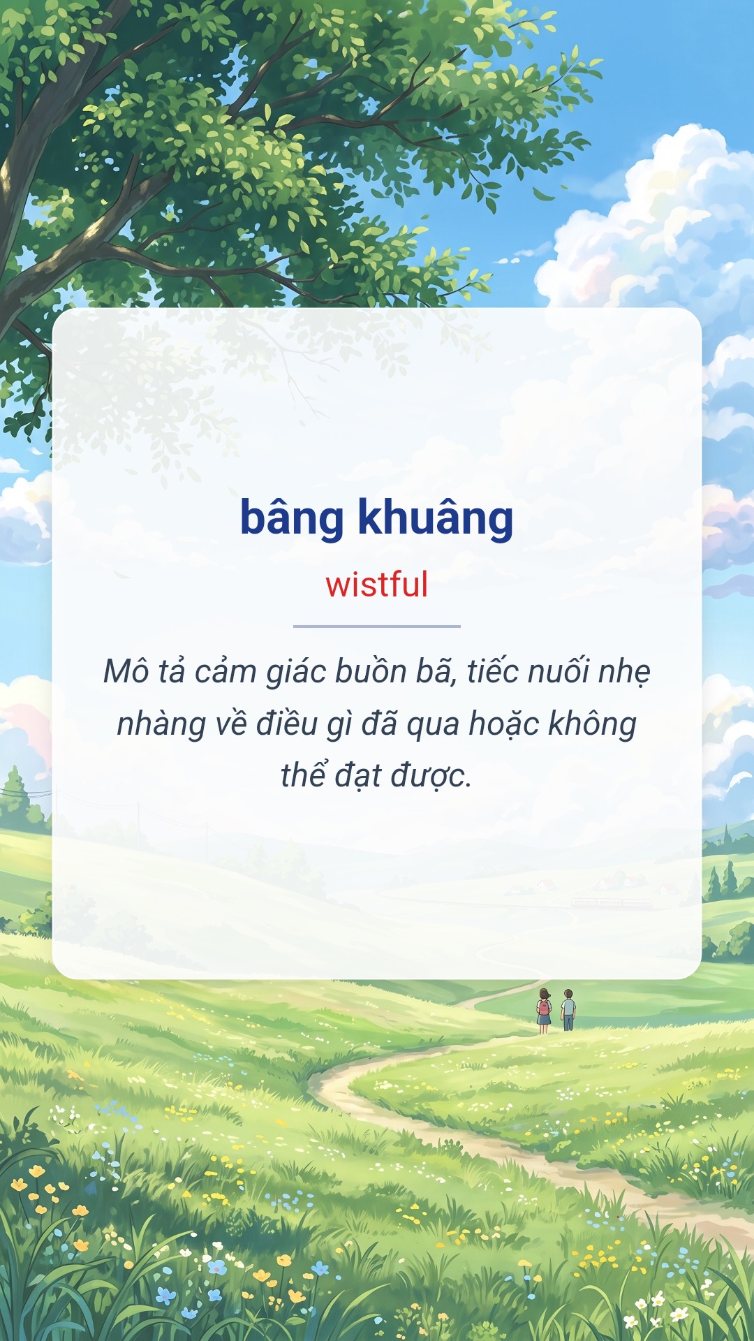 bâng khuâng tiếng Anh là wistful Hình minh hoạ "bâng khuâng" tiếng Anh là "wistful"