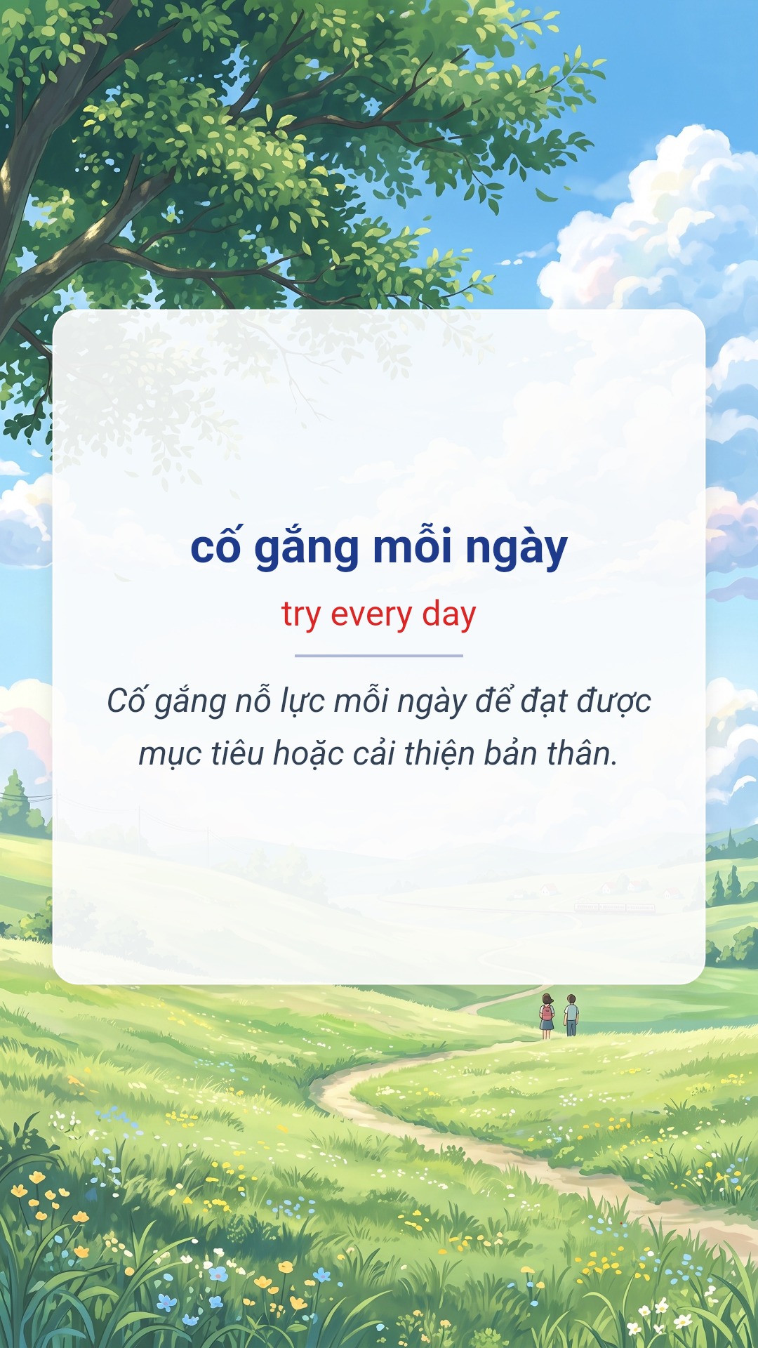 cố gắng mỗi ngày tiếng Anh là try every day Hình minh hoạ "cố gắng mỗi ngày" tiếng Anh là "try every day"