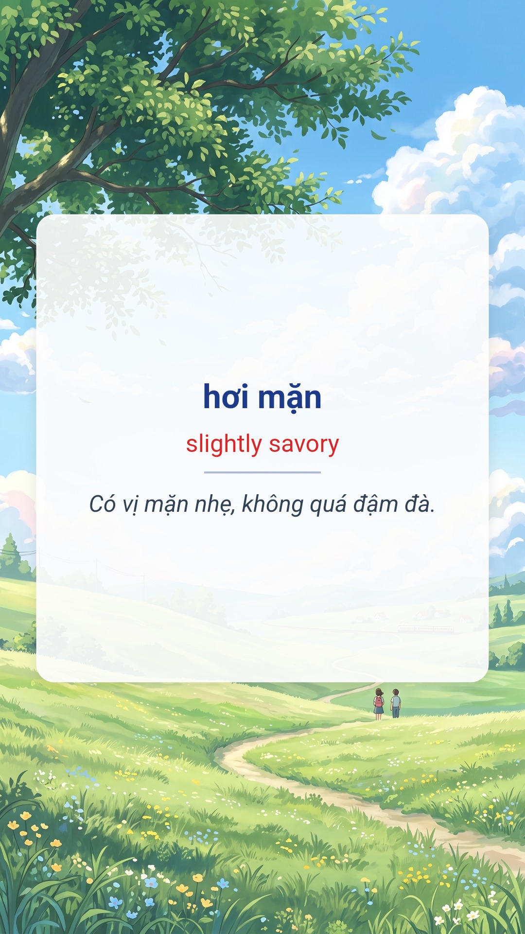 hơi mặn tiếng Anh là slightly savory Hình minh hoạ "hơi mặn" tiếng Anh là "slightly savory"
