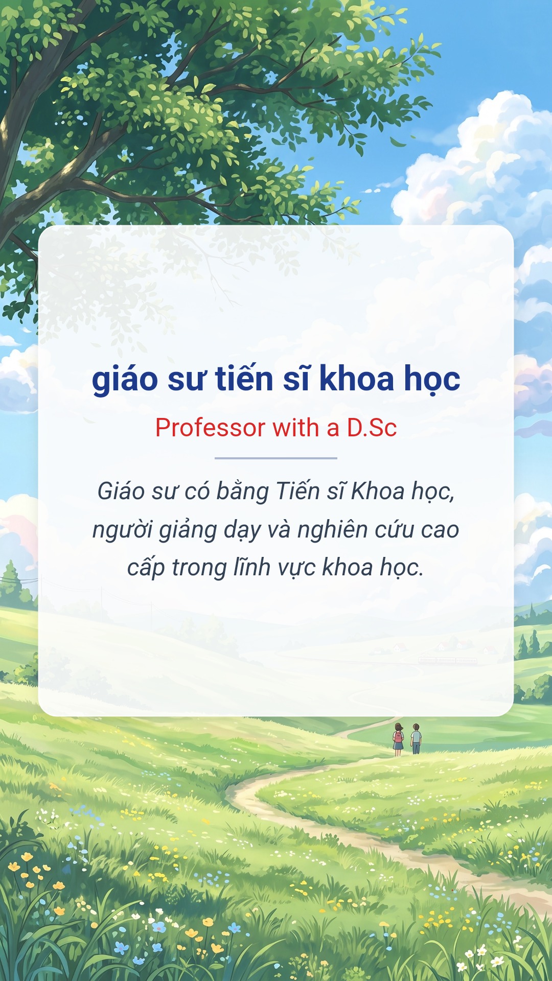 giáo sư tiến sĩ khoa học tiếng Anh là Professor with a D.Sc Hình minh hoạ "giáo sư tiến sĩ khoa học" tiếng Anh là "Professor with a D.Sc"