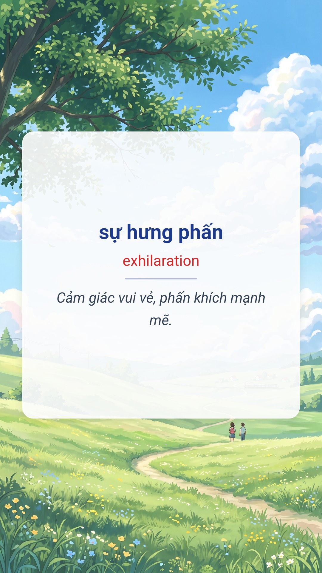 Hình minh hoạ "sự hưng phấn" tiếng Anh là "exhilaration"