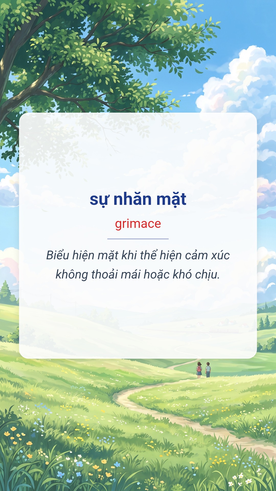 Hình minh hoạ "sự nhăn mặt" tiếng Anh là "grimace"