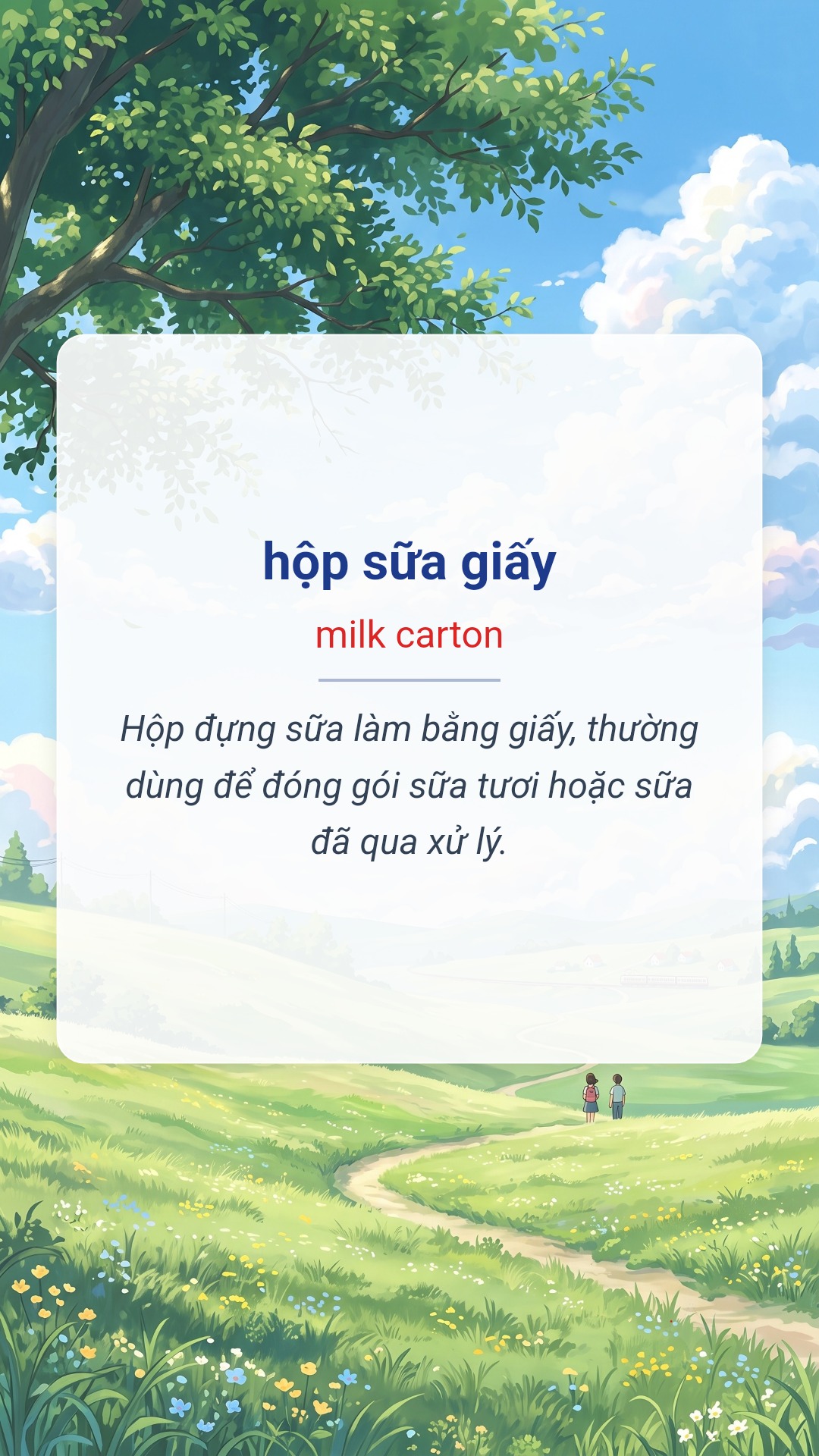 hộp sữa giấy tiếng Anh là milk carton Hình minh hoạ "hộp sữa giấy" tiếng Anh là "milk carton"