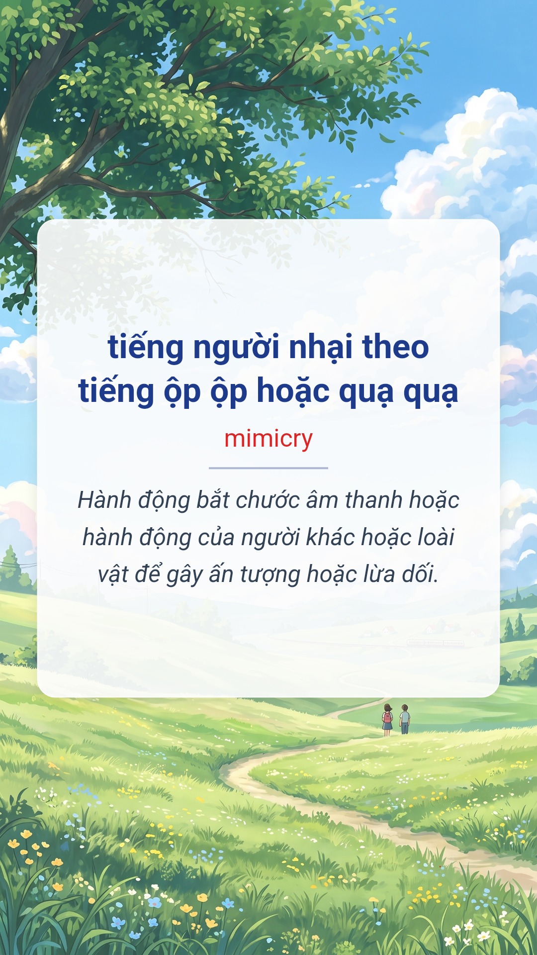 Hình minh hoạ "tiếng người nhại theo tiếng ộp ộp hoặc quạ quạ" tiếng Anh là "mimicry"