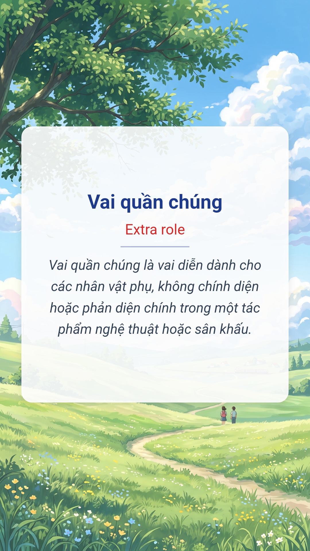 Vai quần chúng tiếng Anh là Extra role Hình minh hoạ "Vai quần chúng" tiếng Anh là "Extra role"