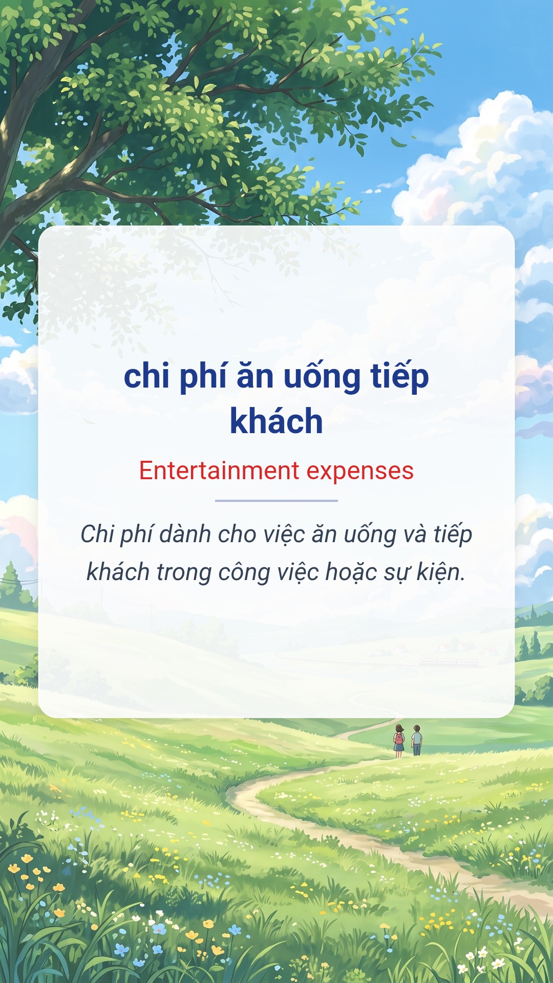chi phí ăn uống tiếp khách tiếng Anh là Entertainment expenses Hình minh hoạ "chi phí ăn uống tiếp khách" tiếng Anh là "Entertainment expenses"